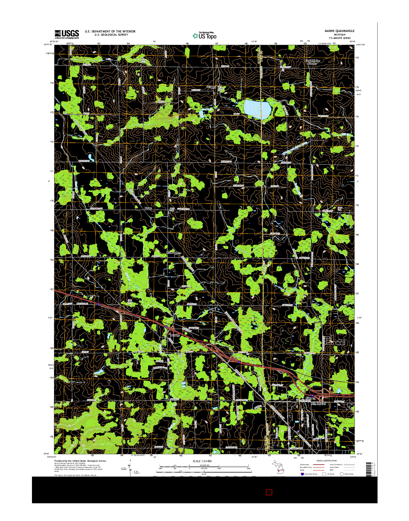 USGS US TOPO 7.5-MINUTE MAP FOR MARNE, MI 2017