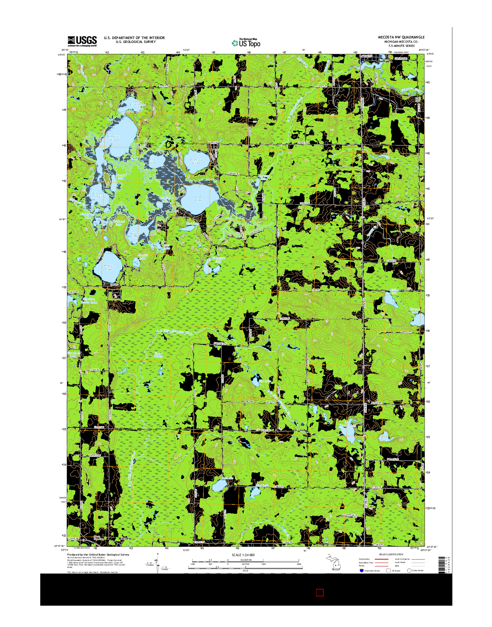 USGS US TOPO 7.5-MINUTE MAP FOR MECOSTA NW, MI 2017