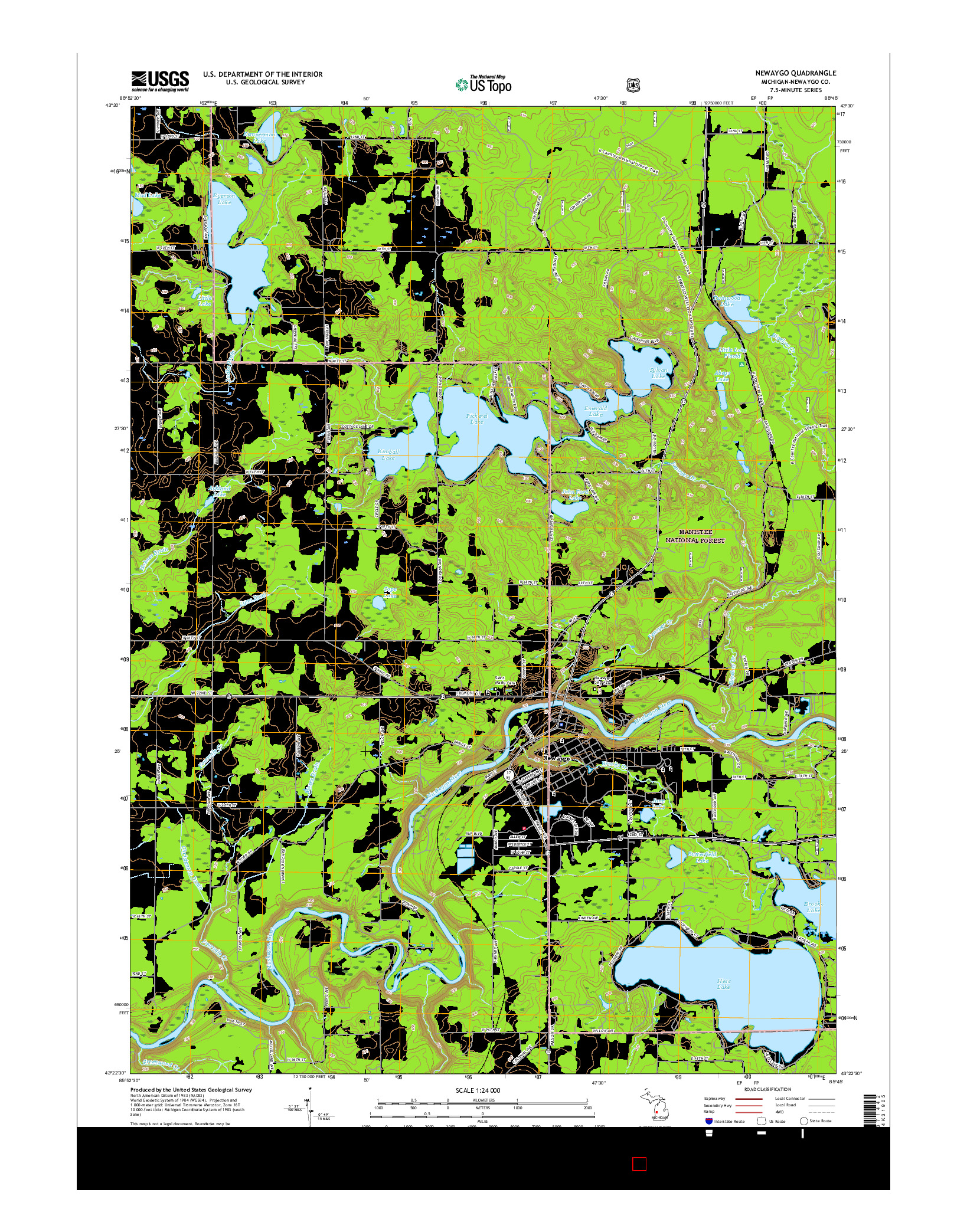 USGS US TOPO 7.5-MINUTE MAP FOR NEWAYGO, MI 2017