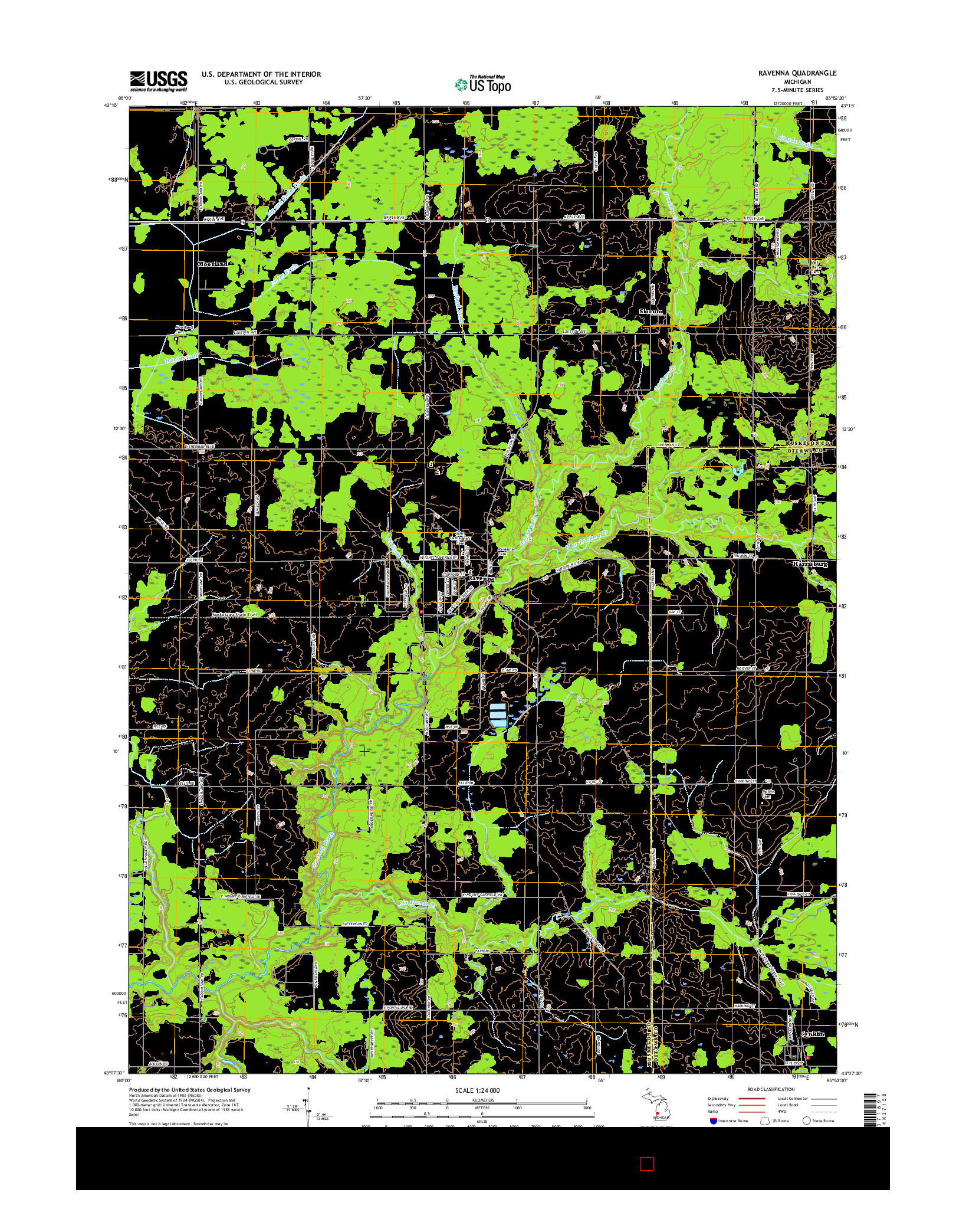 USGS US TOPO 7.5-MINUTE MAP FOR RAVENNA, MI 2017