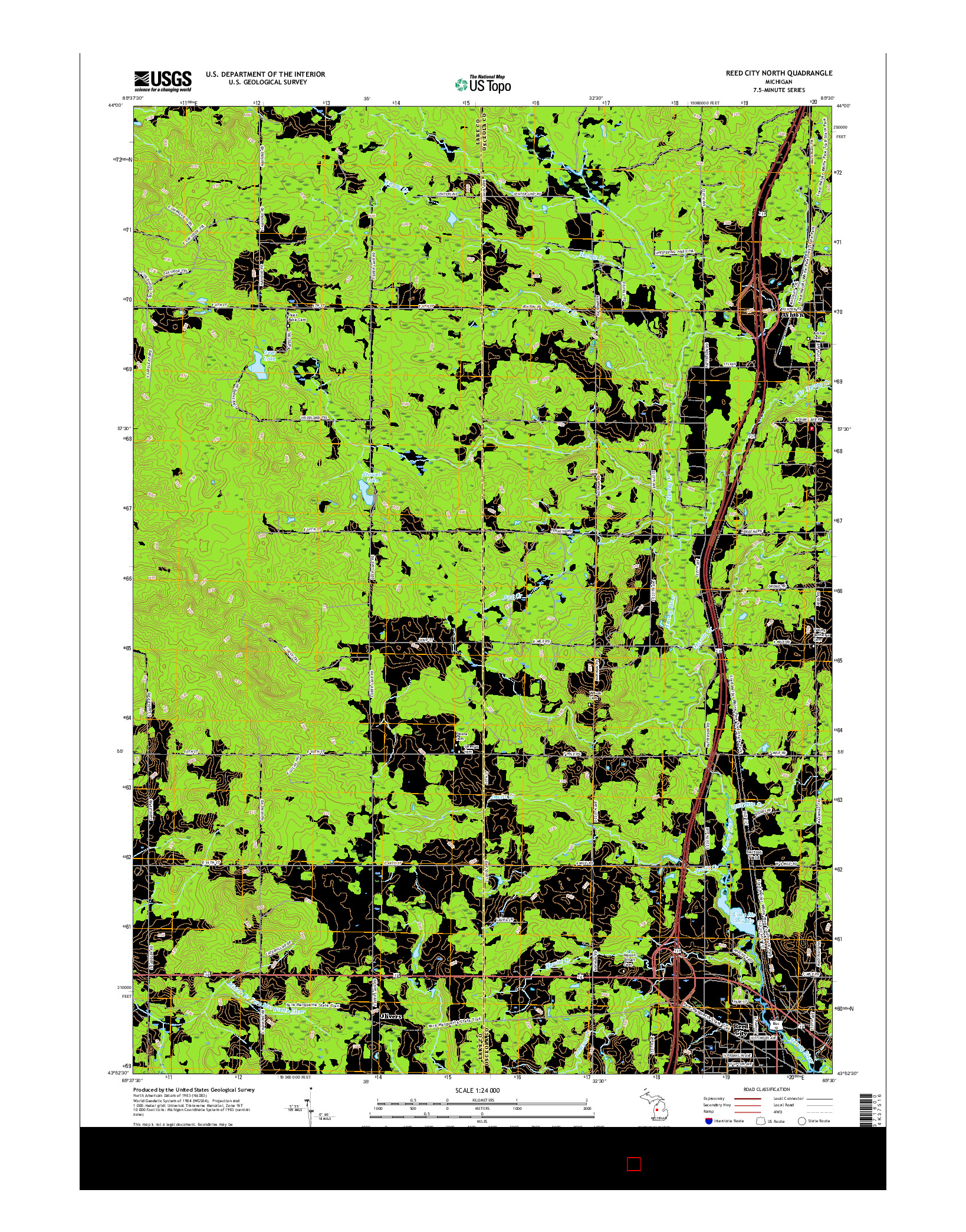 USGS US TOPO 7.5-MINUTE MAP FOR REED CITY NORTH, MI 2017