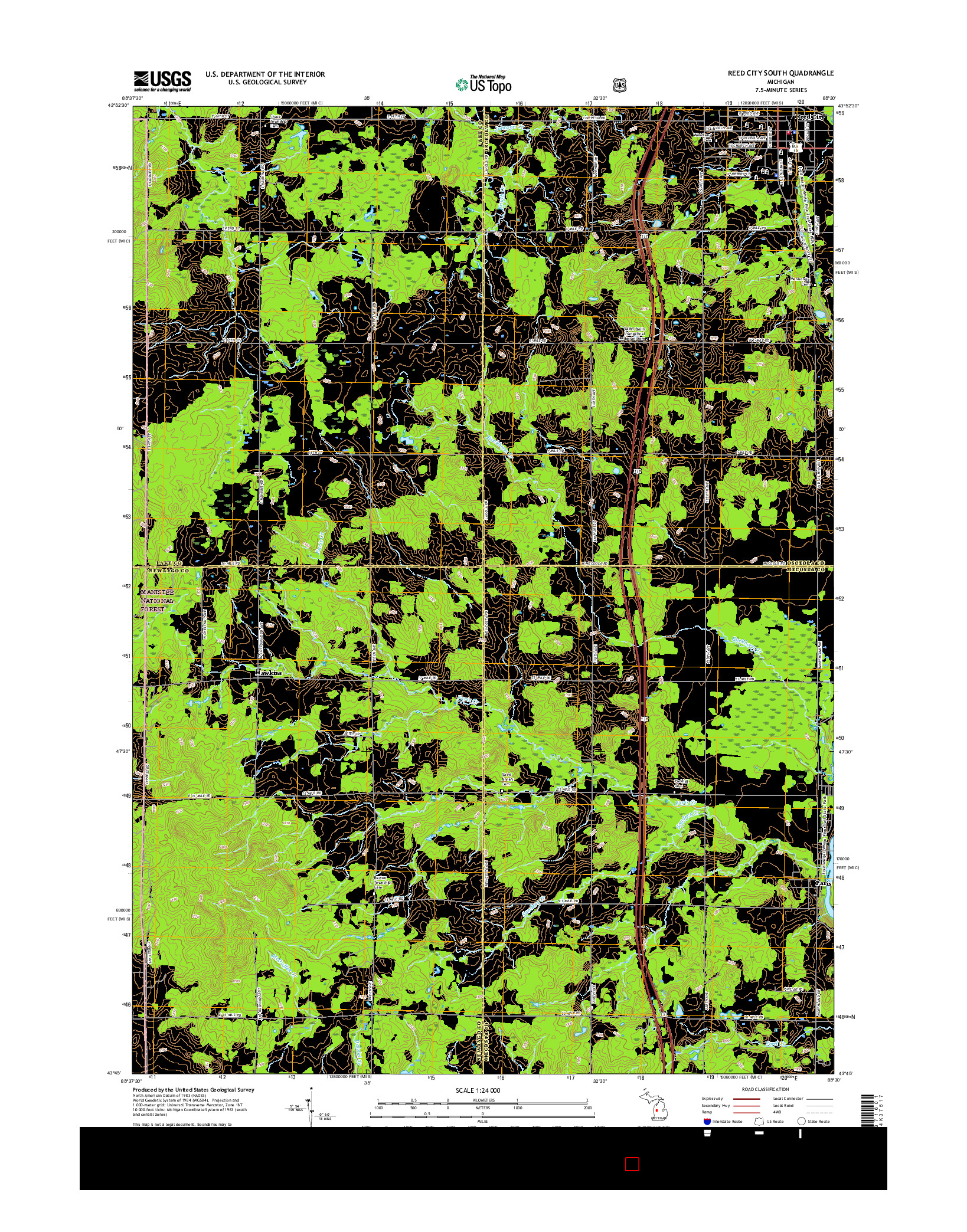 USGS US TOPO 7.5-MINUTE MAP FOR REED CITY SOUTH, MI 2017