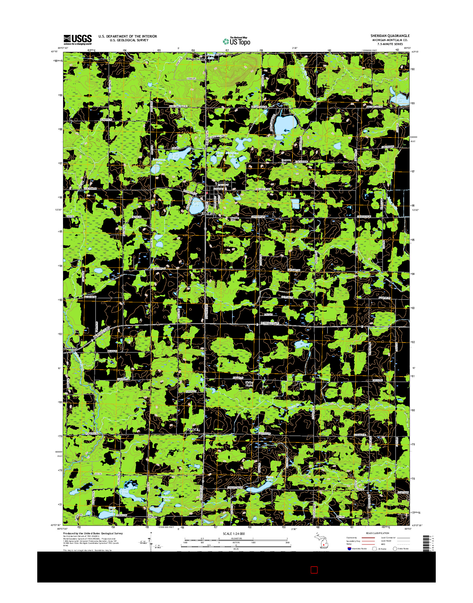 USGS US TOPO 7.5-MINUTE MAP FOR SHERIDAN, MI 2017