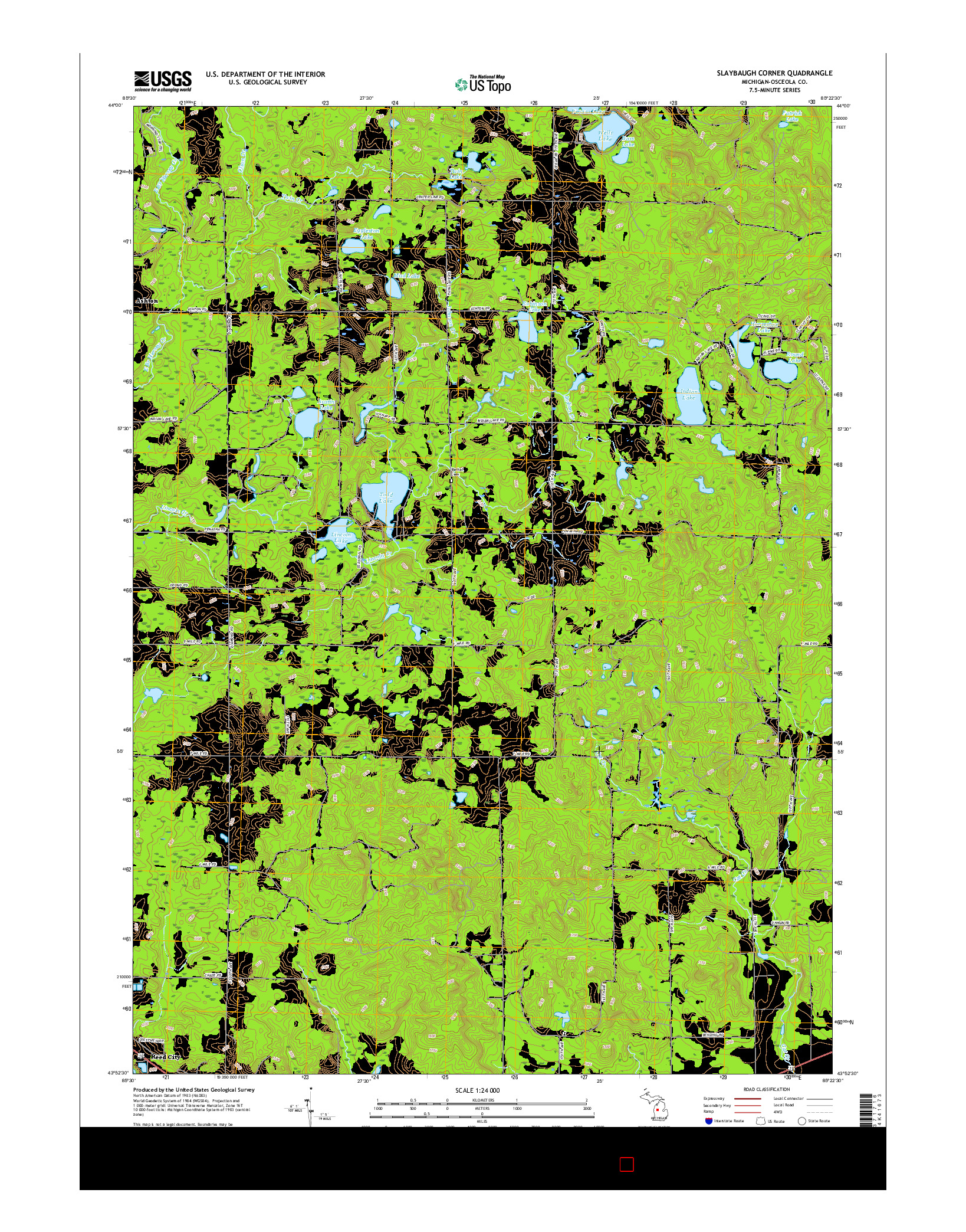 USGS US TOPO 7.5-MINUTE MAP FOR SLAYBAUGH CORNER, MI 2017