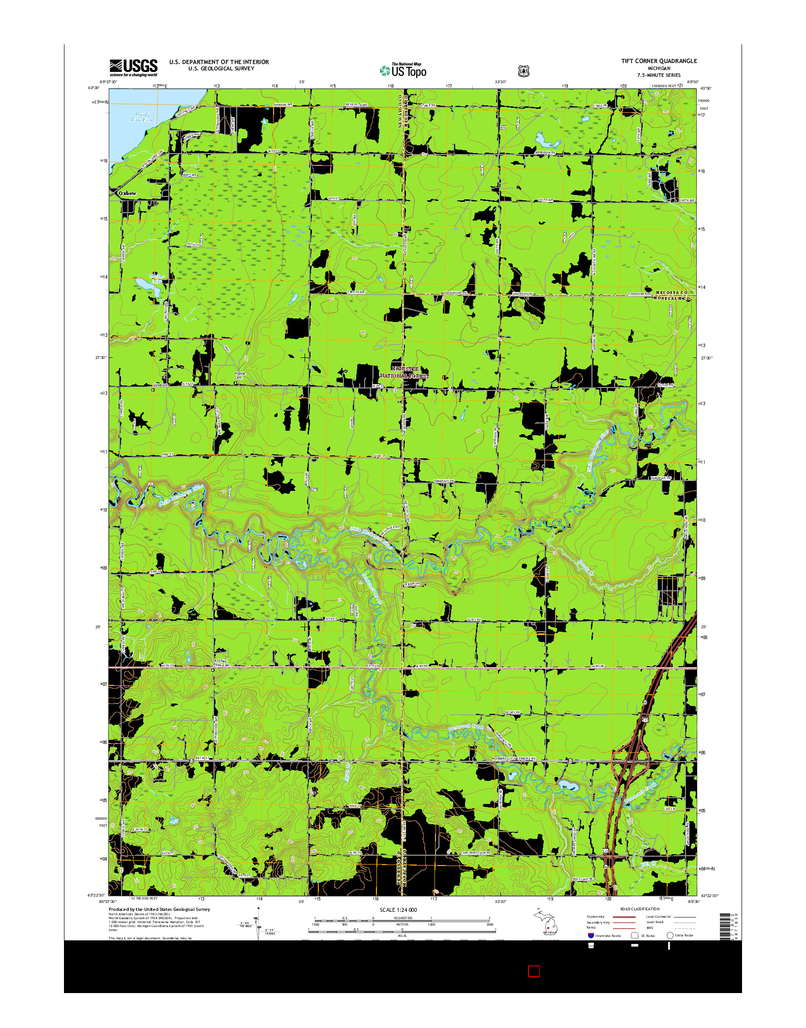 USGS US TOPO 7.5-MINUTE MAP FOR TIFT CORNER, MI 2017