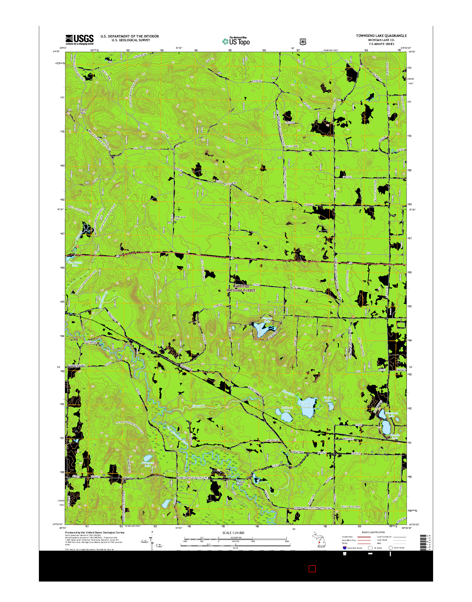USGS US TOPO 7.5-MINUTE MAP FOR TOWNSEND LAKE, MI 2017
