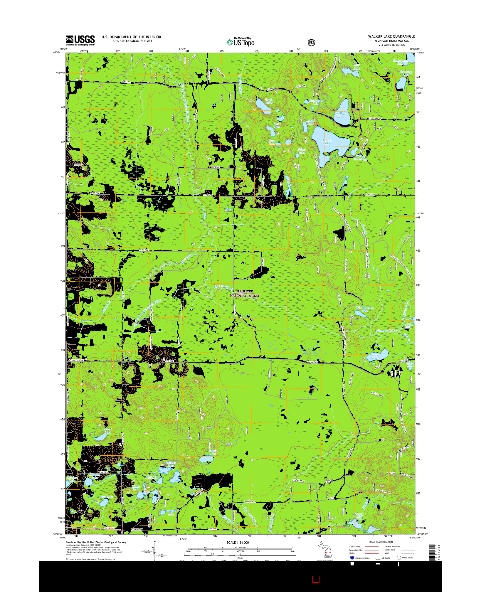 USGS US TOPO 7.5-MINUTE MAP FOR WALKUP LAKE, MI 2017