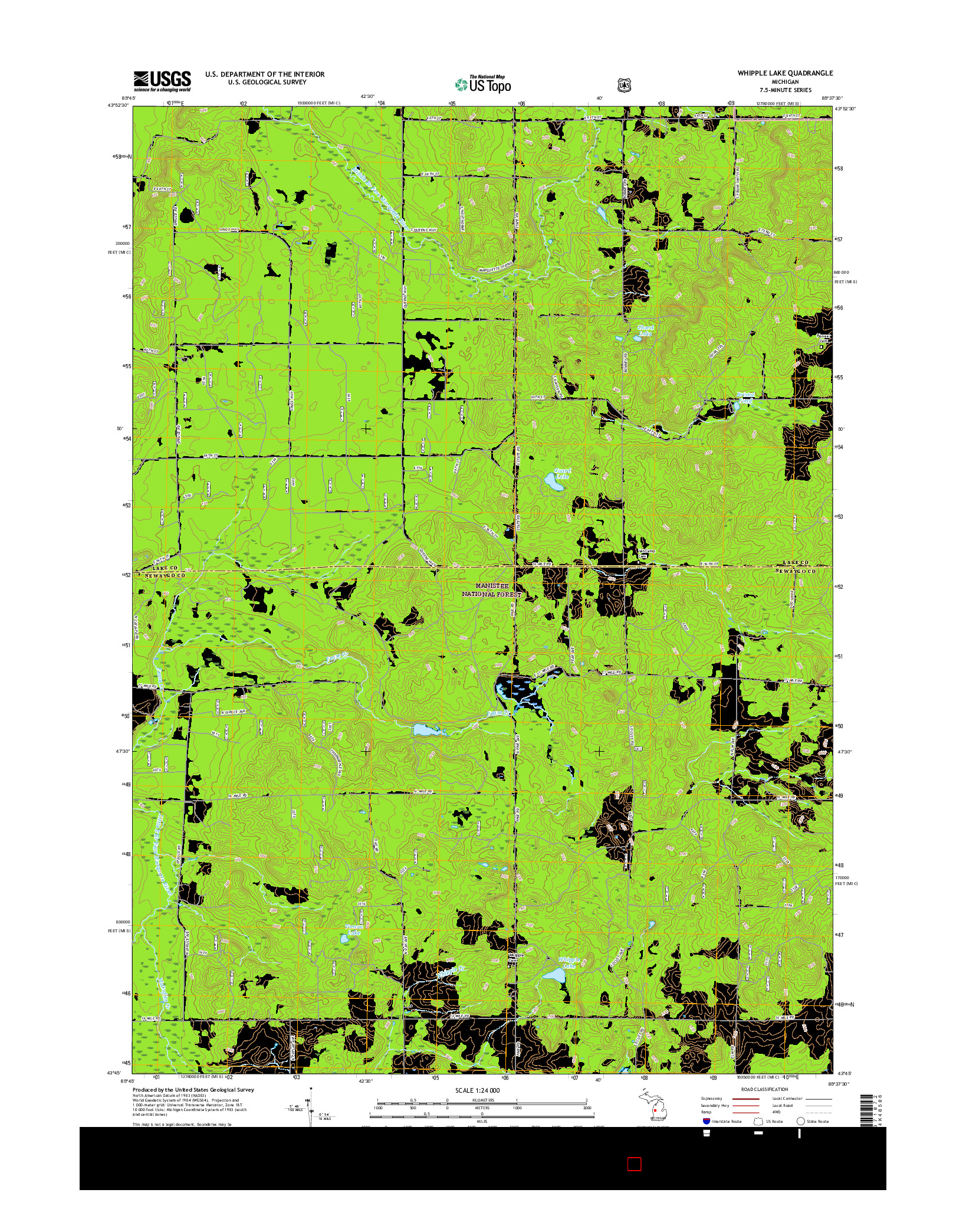 USGS US TOPO 7.5-MINUTE MAP FOR WHIPPLE LAKE, MI 2017