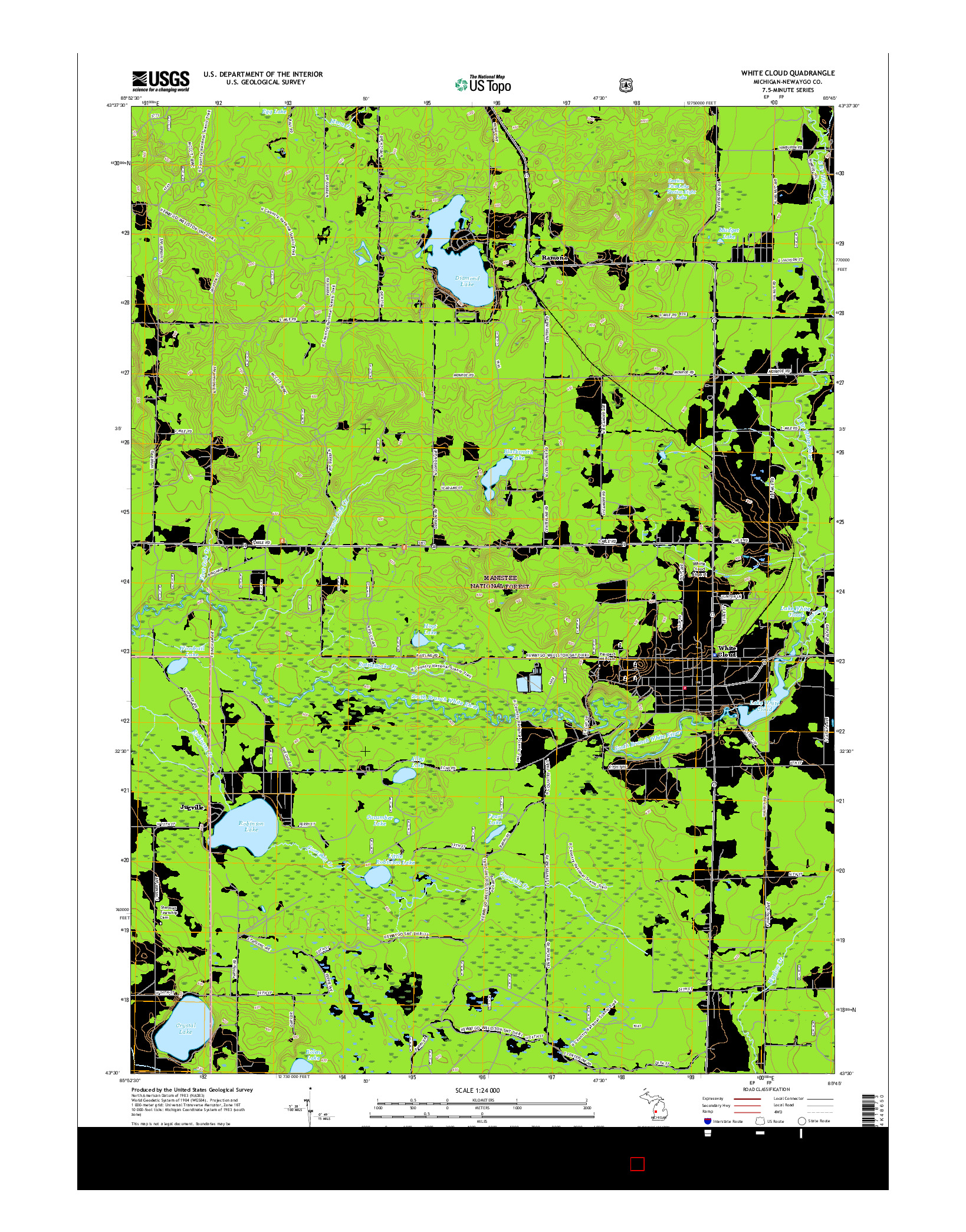 USGS US TOPO 7.5-MINUTE MAP FOR WHITE CLOUD, MI 2017