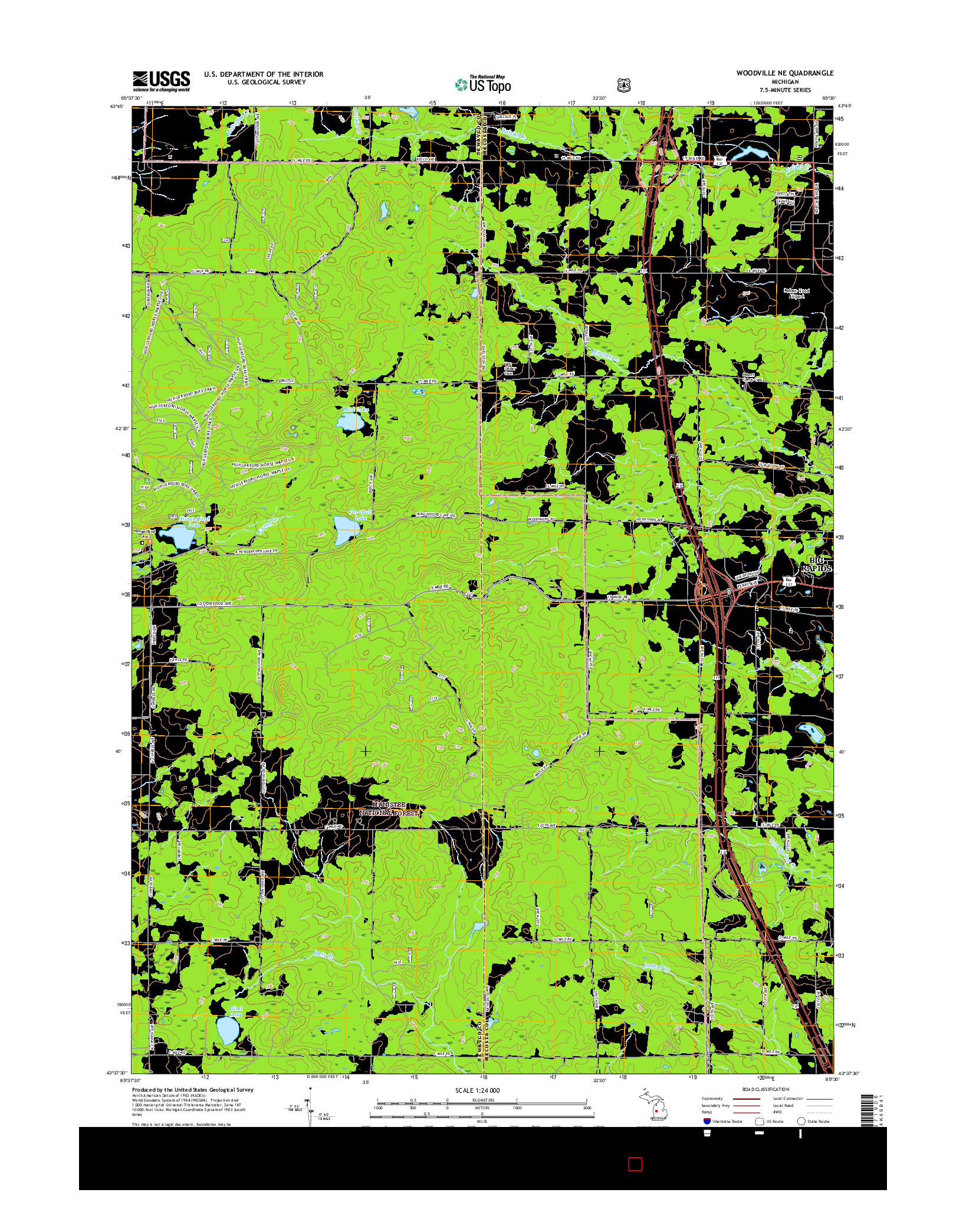 USGS US TOPO 7.5-MINUTE MAP FOR WOODVILLE NE, MI 2017