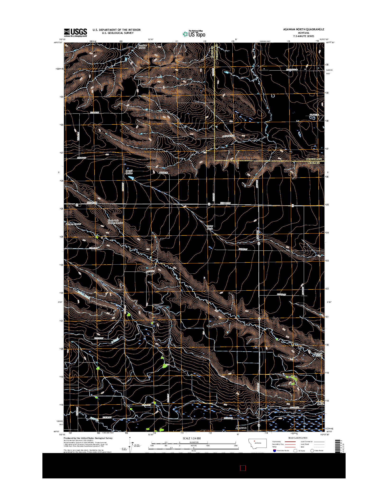 USGS US TOPO 7.5-MINUTE MAP FOR AGAWAM NORTH, MT 2017