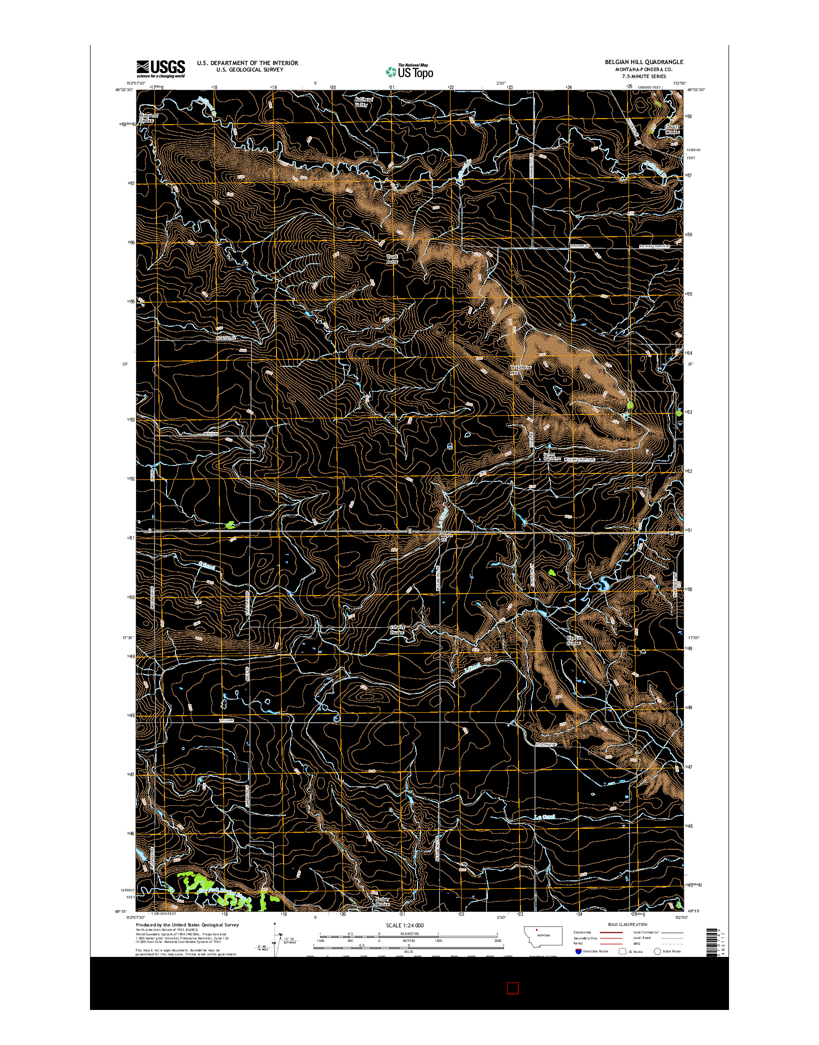 USGS US TOPO 7.5-MINUTE MAP FOR BELGIAN HILL, MT 2017