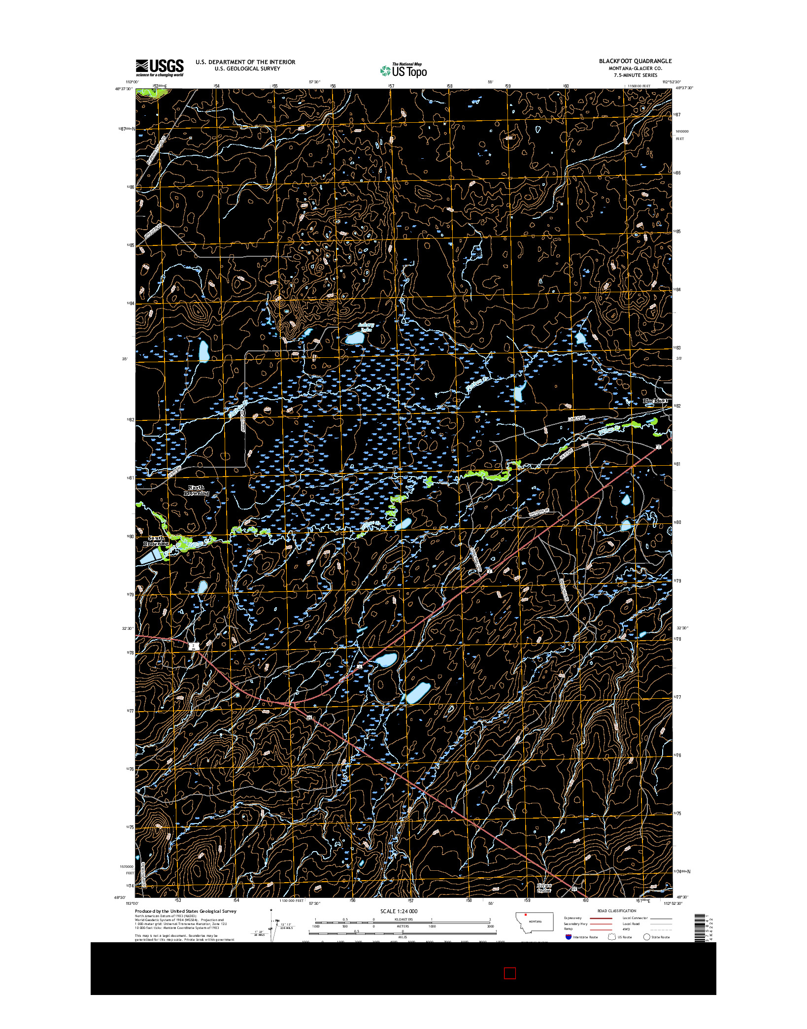 USGS US TOPO 7.5-MINUTE MAP FOR BLACKFOOT, MT 2017