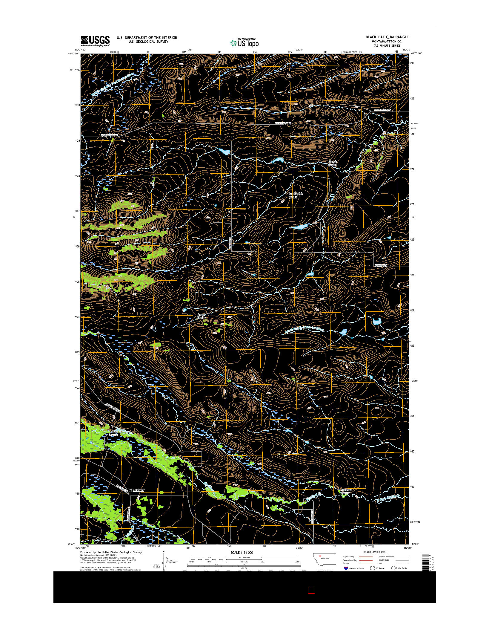 USGS US TOPO 7.5-MINUTE MAP FOR BLACKLEAF, MT 2017