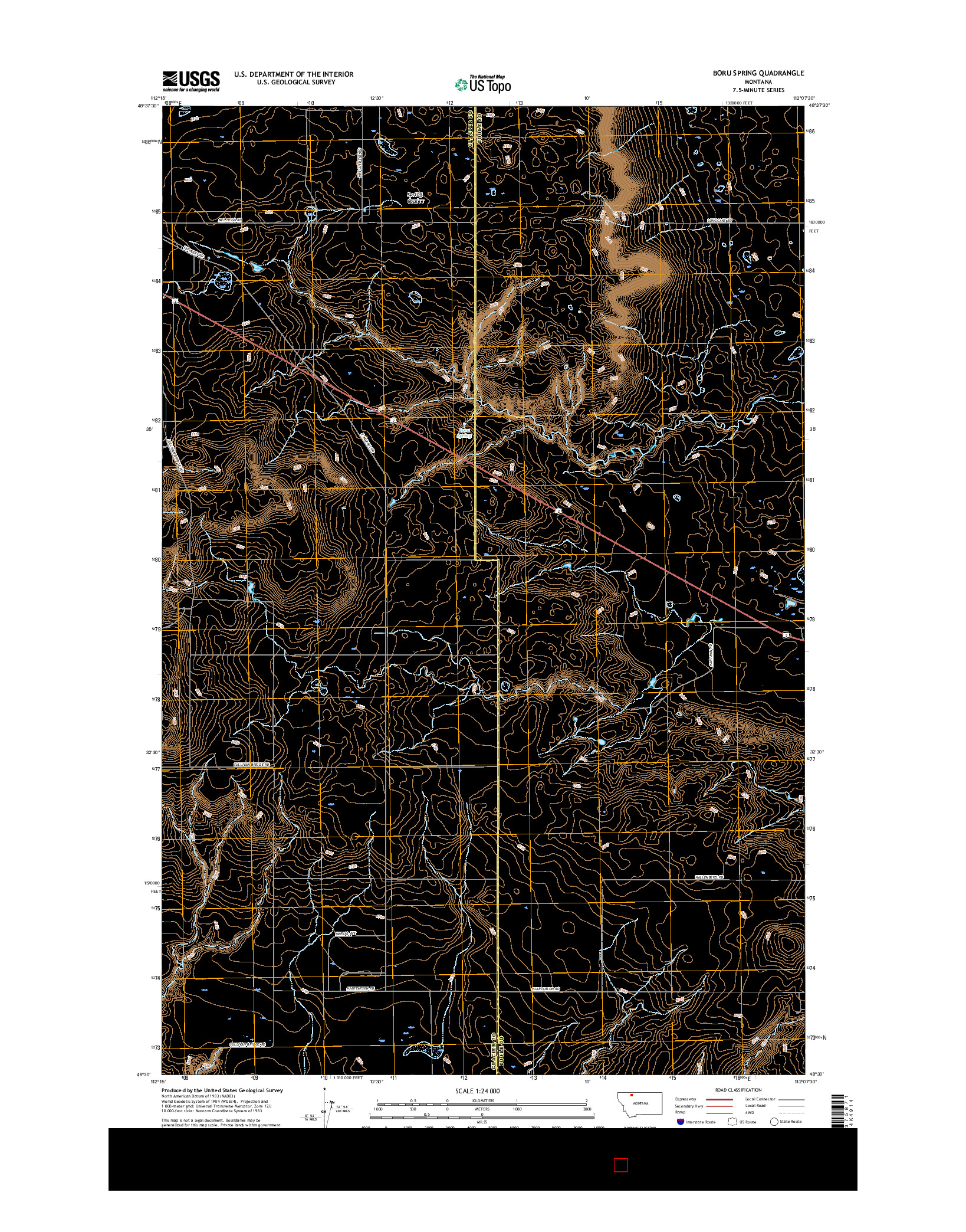 USGS US TOPO 7.5-MINUTE MAP FOR BORU SPRING, MT 2017