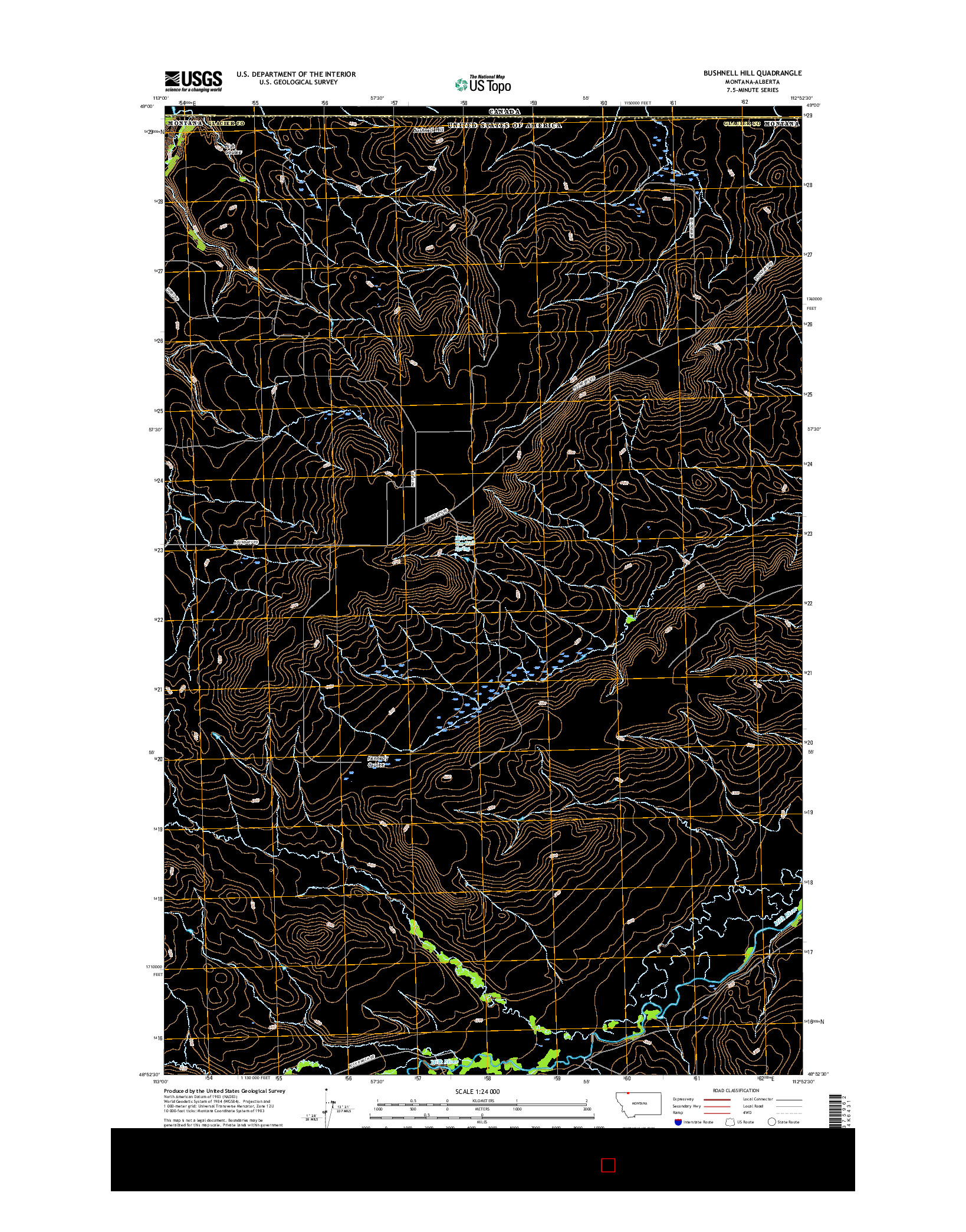 USGS US TOPO 7.5-MINUTE MAP FOR BUSHNELL HILL, MT-AB 2017