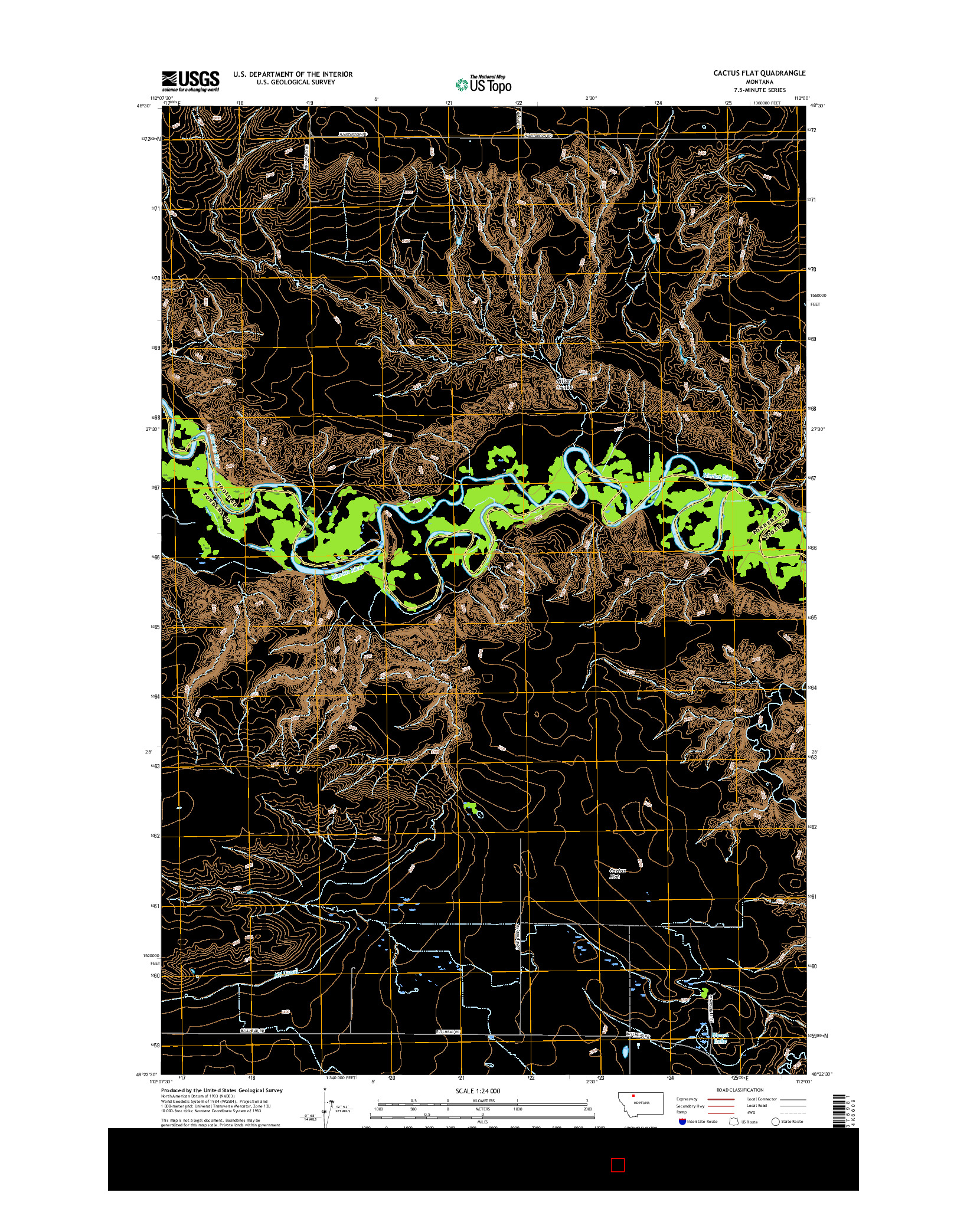 USGS US TOPO 7.5-MINUTE MAP FOR CACTUS FLAT, MT 2017