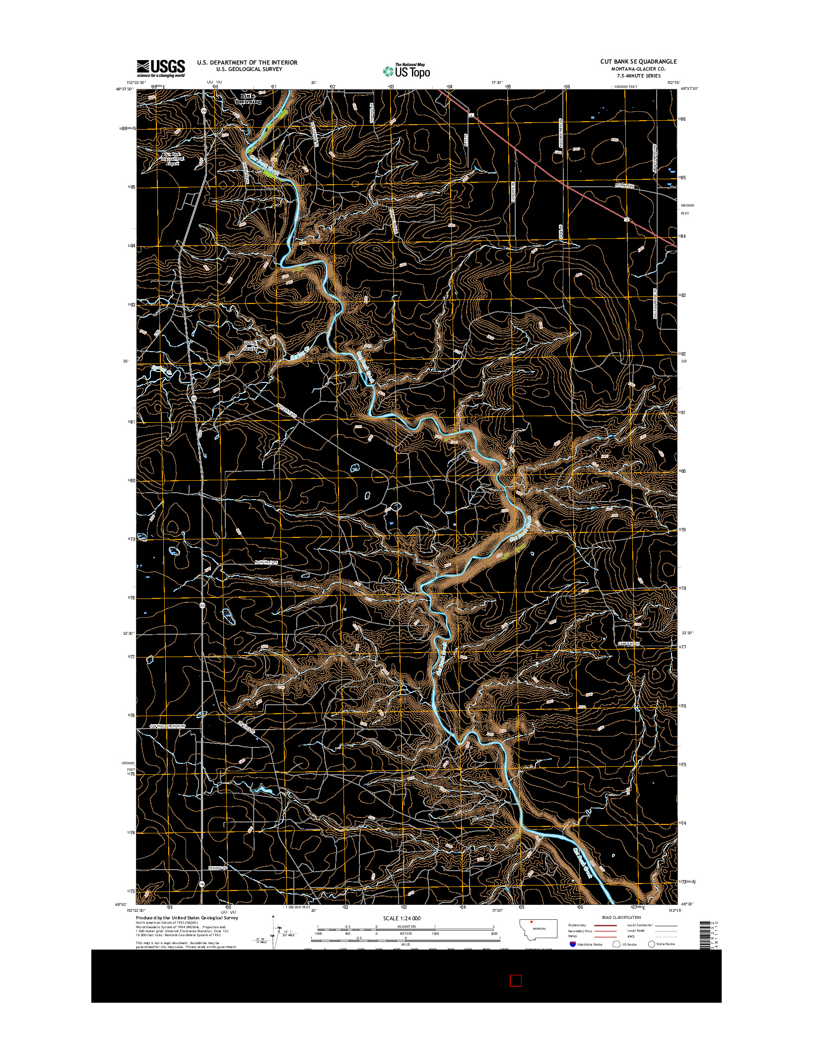USGS US TOPO 7.5-MINUTE MAP FOR CUT BANK SE, MT 2017