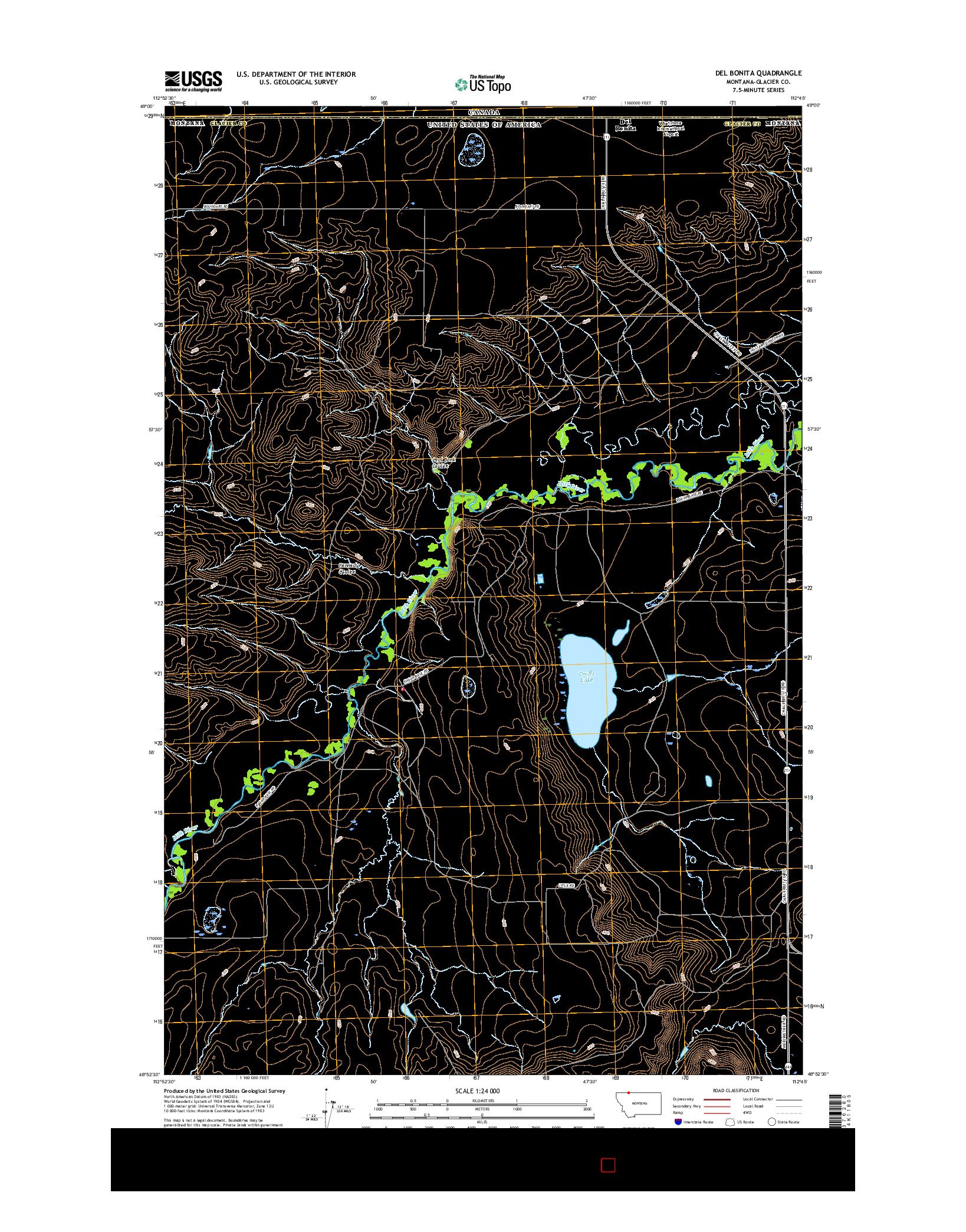 USGS US TOPO 7.5-MINUTE MAP FOR DEL BONITA, MT 2017
