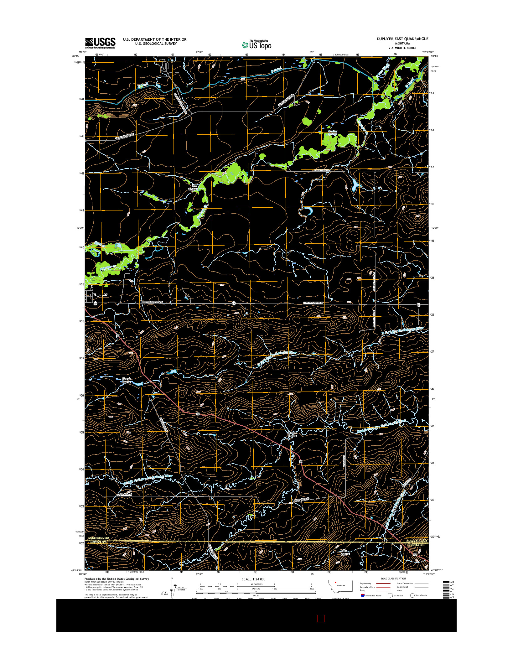 USGS US TOPO 7.5-MINUTE MAP FOR DUPUYER EAST, MT 2017