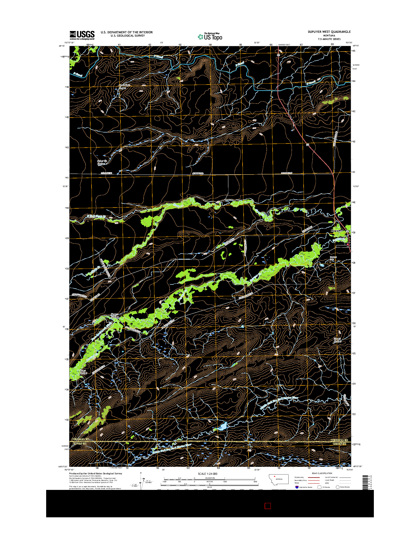 USGS US TOPO 7.5-MINUTE MAP FOR DUPUYER WEST, MT 2017