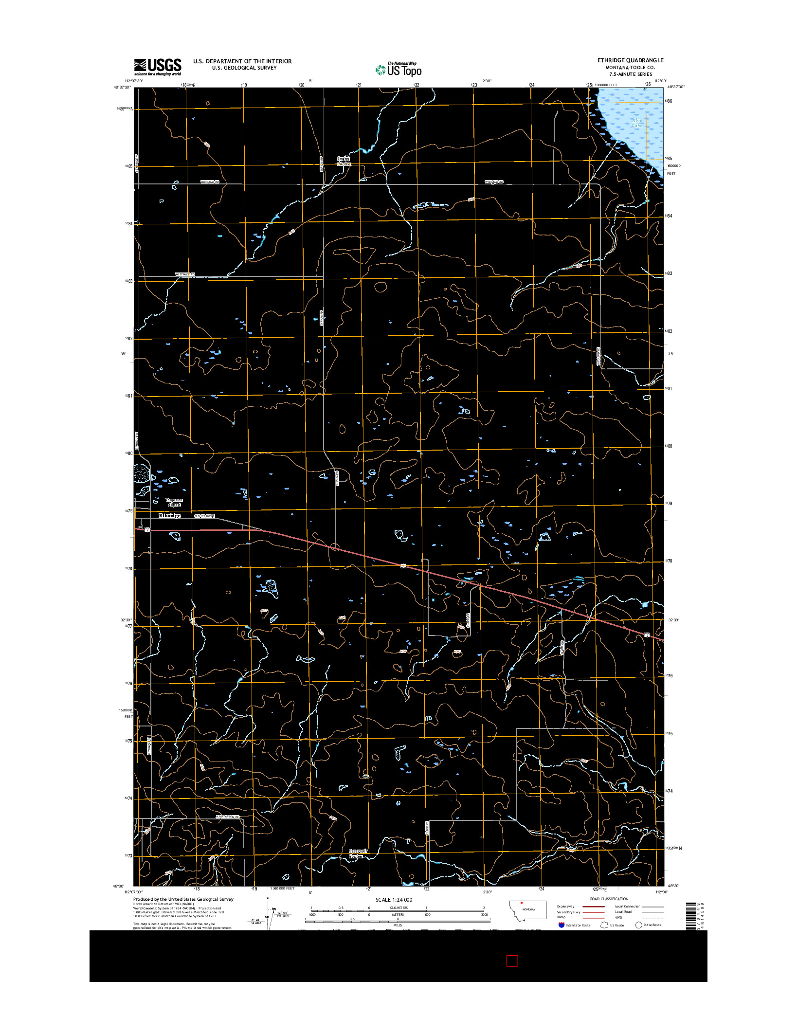 USGS US TOPO 7.5-MINUTE MAP FOR ETHRIDGE, MT 2017