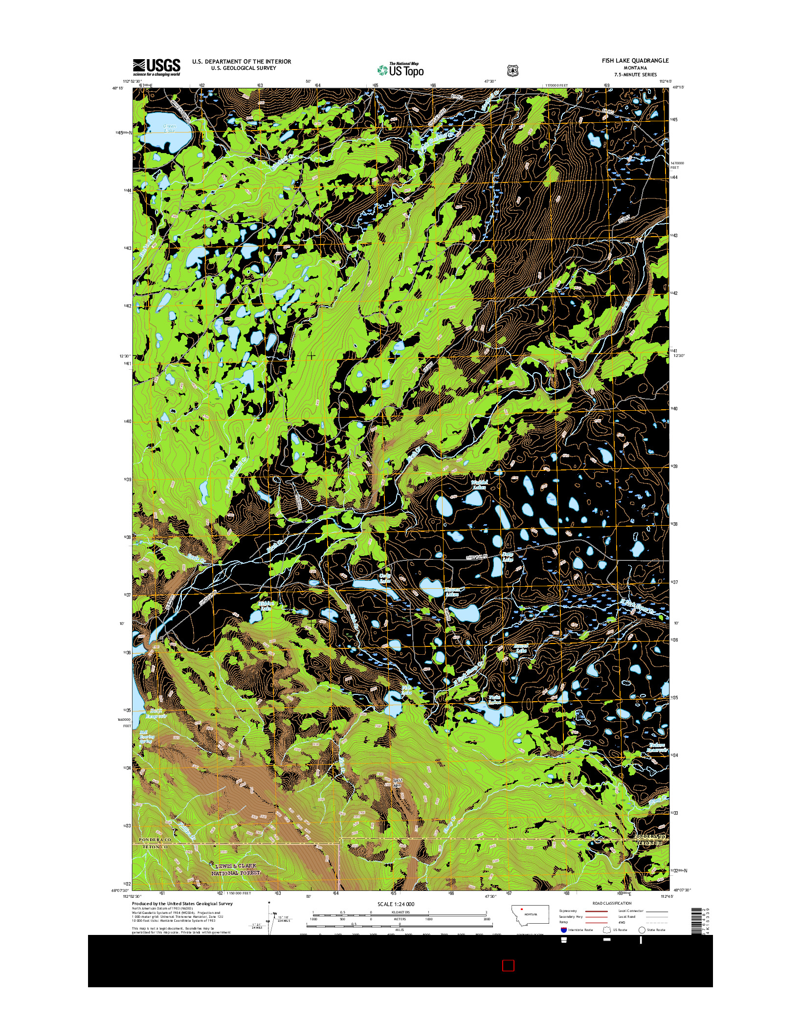 USGS US TOPO 7.5-MINUTE MAP FOR FISH LAKE, MT 2017