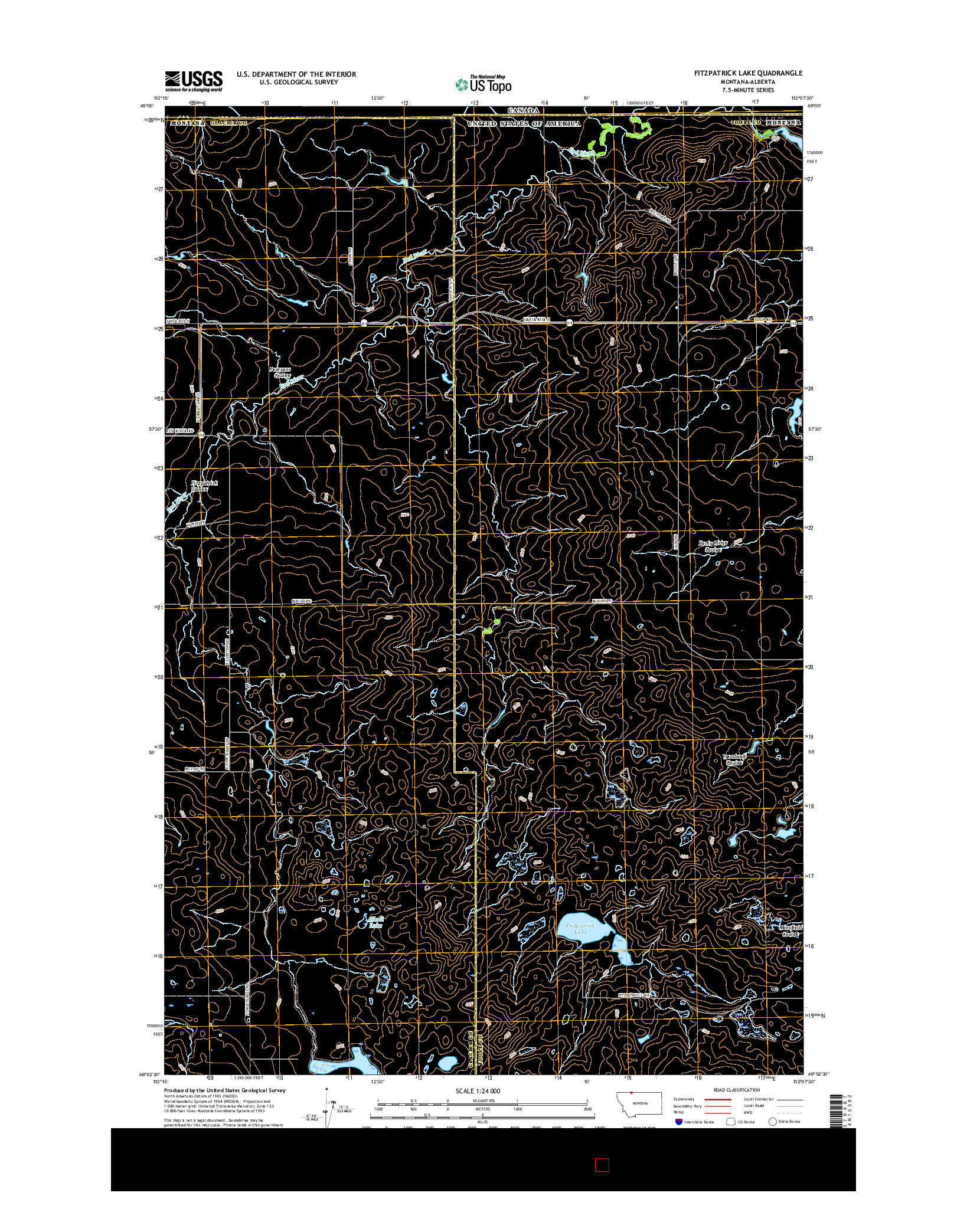 USGS US TOPO 7.5-MINUTE MAP FOR FITZPATRICK LAKE, MT-AB 2017