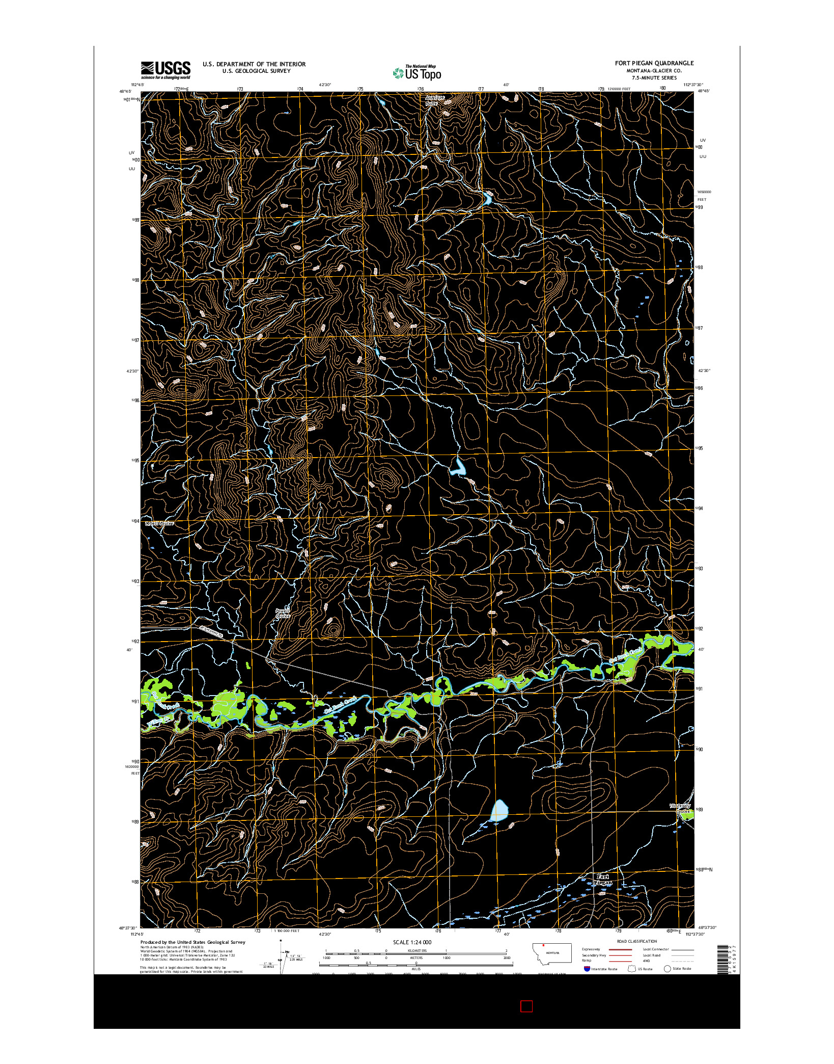 USGS US TOPO 7.5-MINUTE MAP FOR FORT PIEGAN, MT 2017