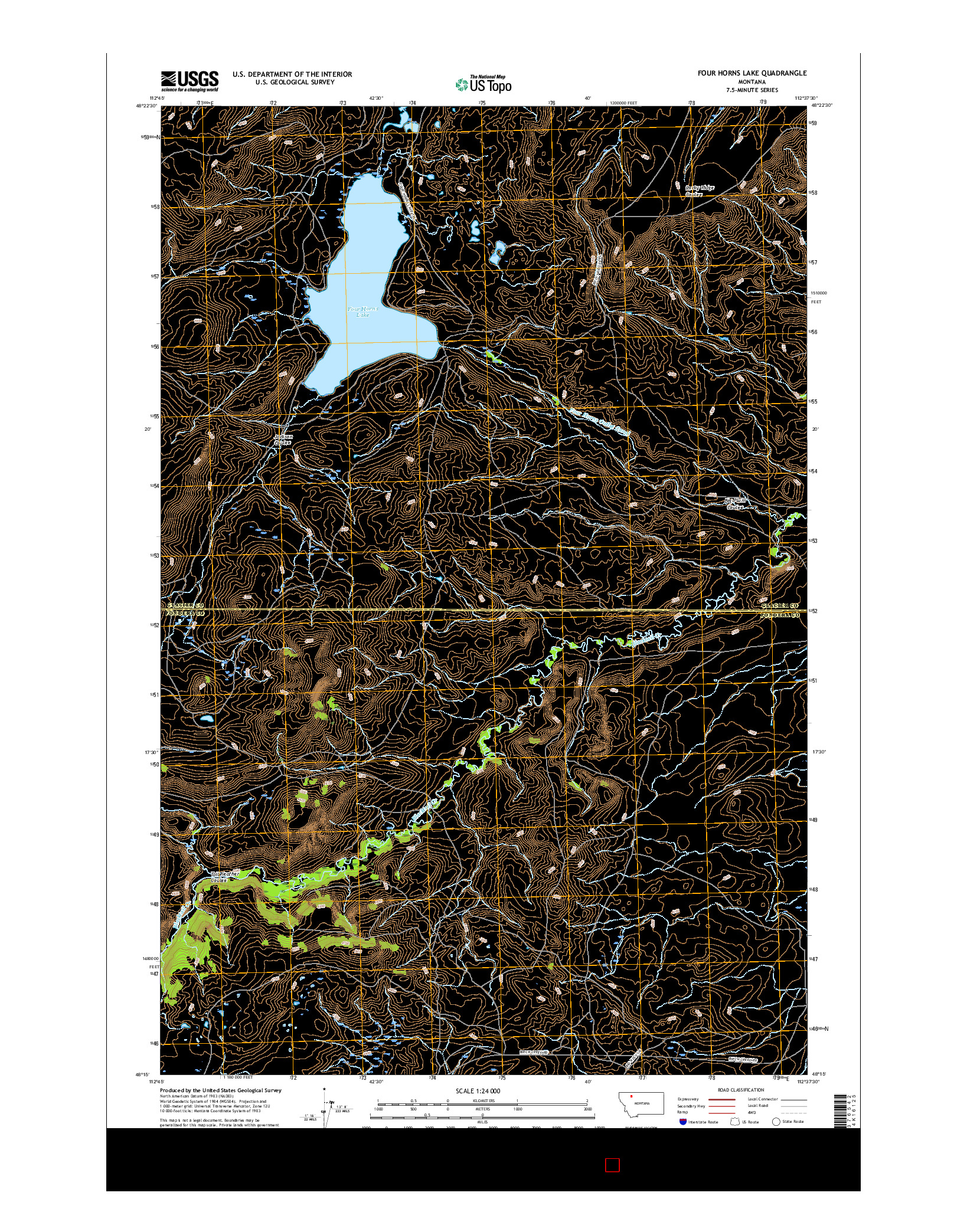 USGS US TOPO 7.5-MINUTE MAP FOR FOUR HORNS LAKE, MT 2017