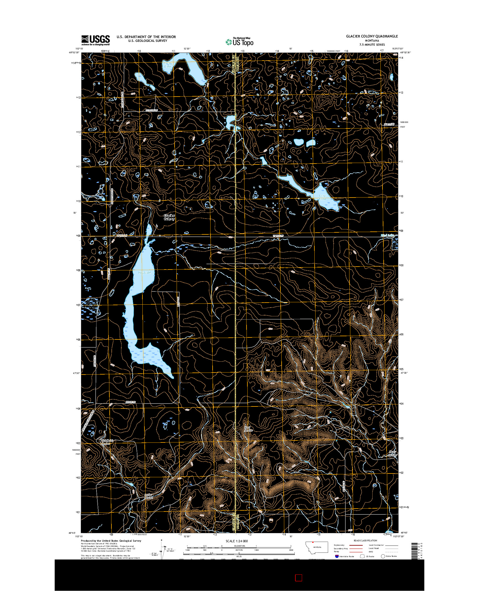 USGS US TOPO 7.5-MINUTE MAP FOR GLACIER COLONY, MT 2017