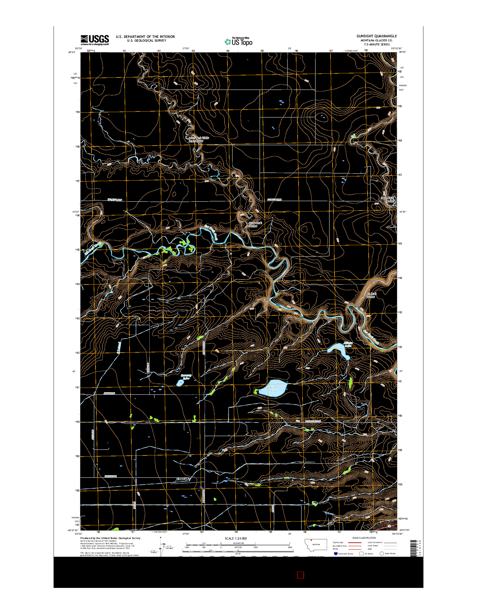 USGS US TOPO 7.5-MINUTE MAP FOR GUNSIGHT, MT 2017