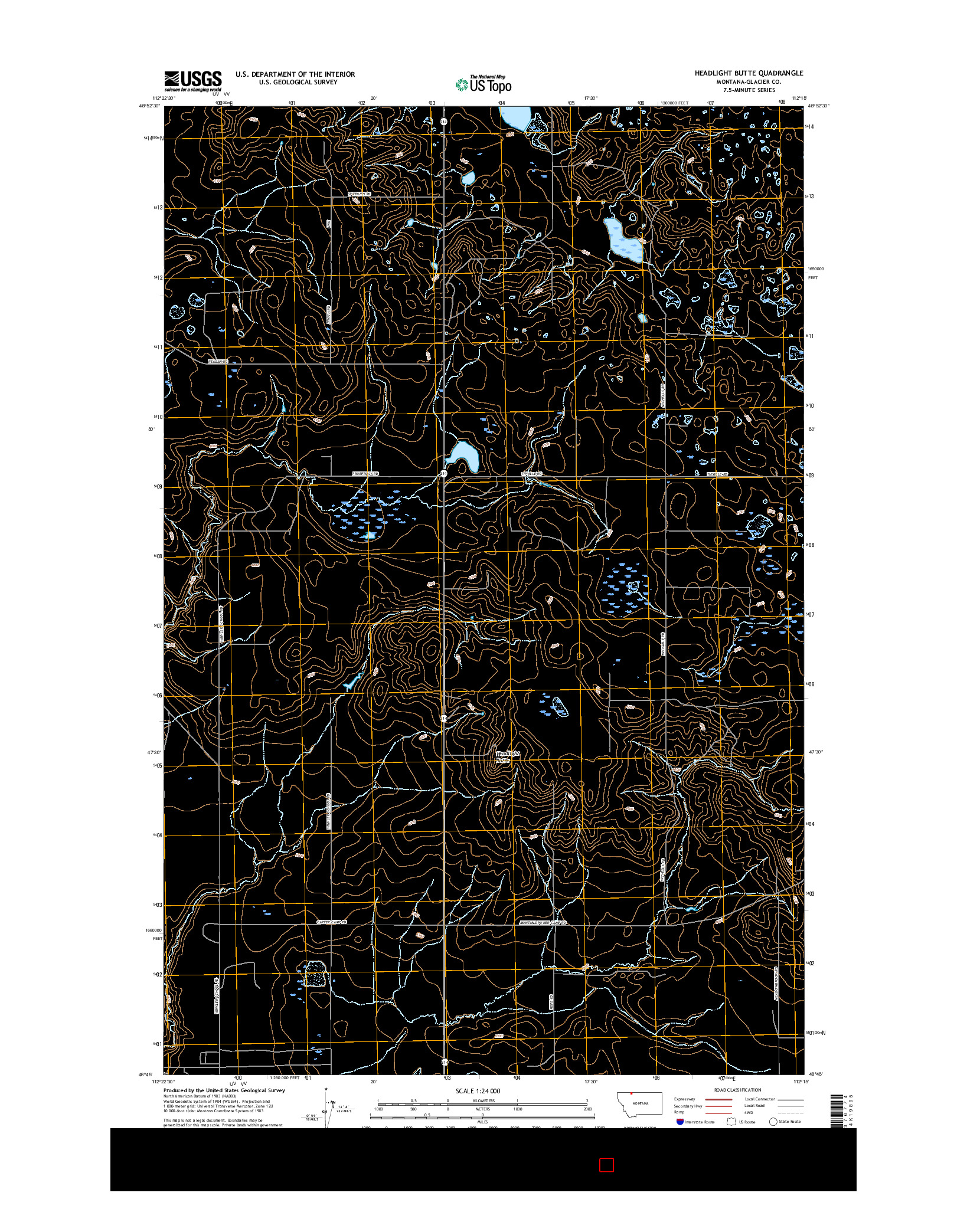 USGS US TOPO 7.5-MINUTE MAP FOR HEADLIGHT BUTTE, MT 2017