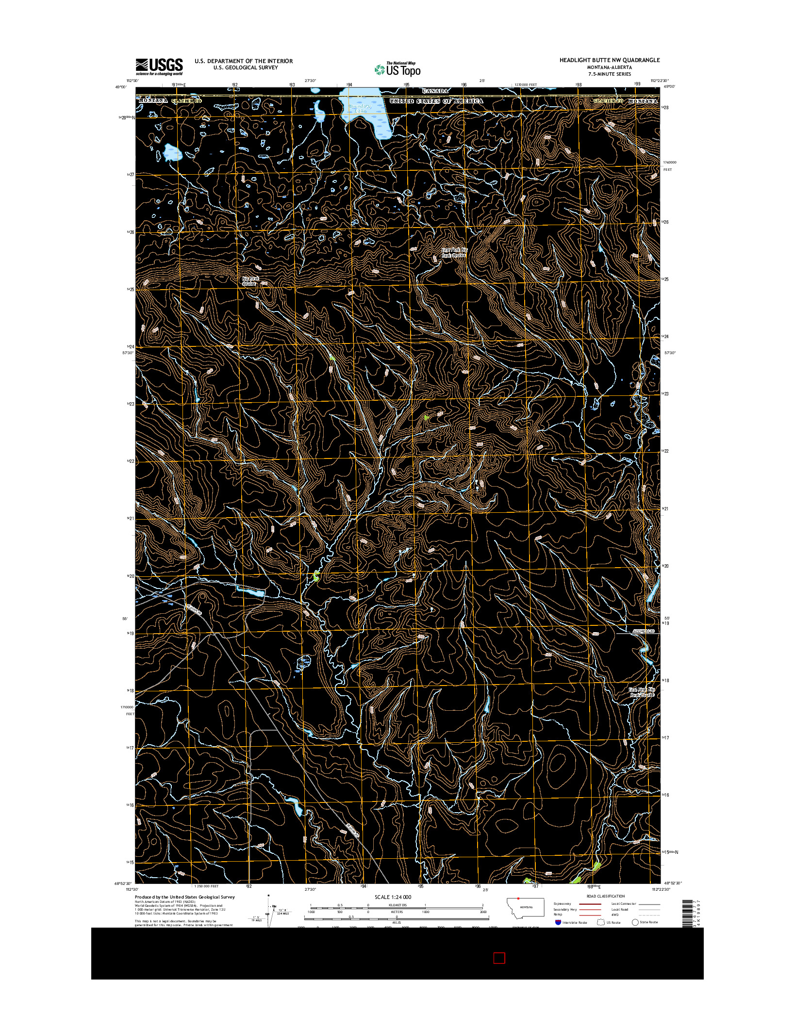 USGS US TOPO 7.5-MINUTE MAP FOR HEADLIGHT BUTTE NW, MT-AB 2017