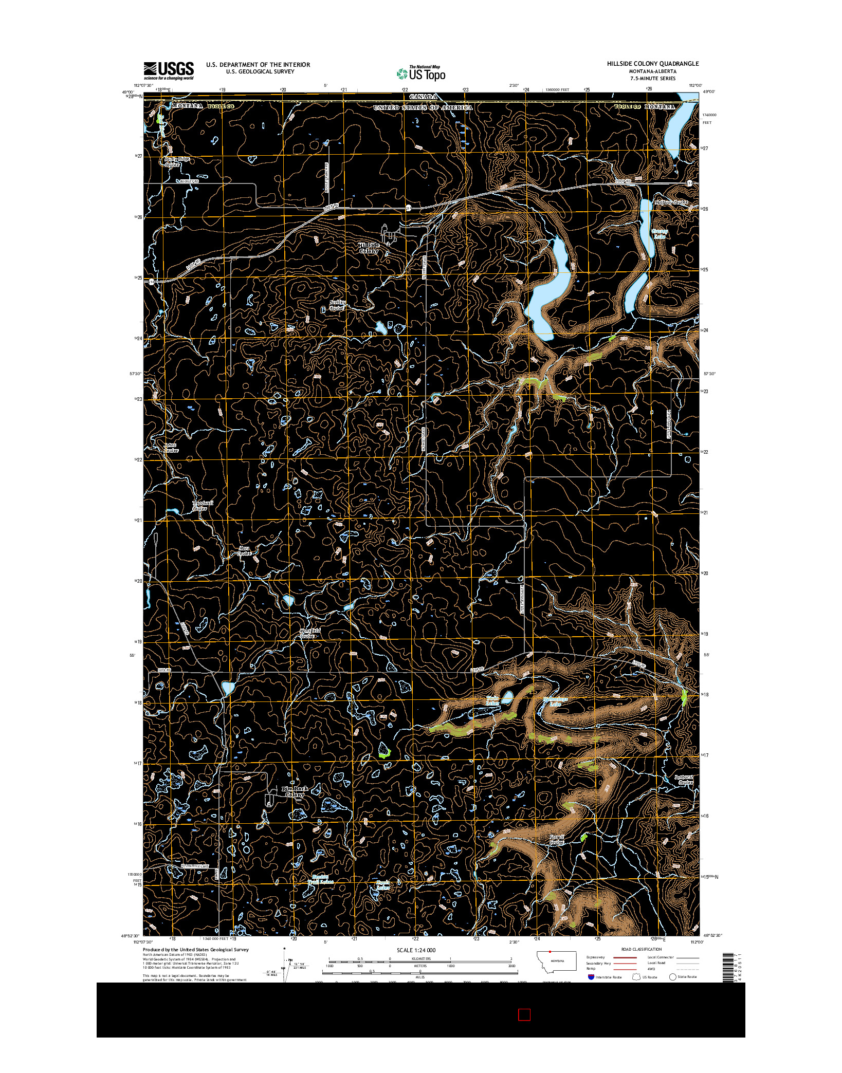 USGS US TOPO 7.5-MINUTE MAP FOR HILLSIDE COLONY, MT-AB 2017