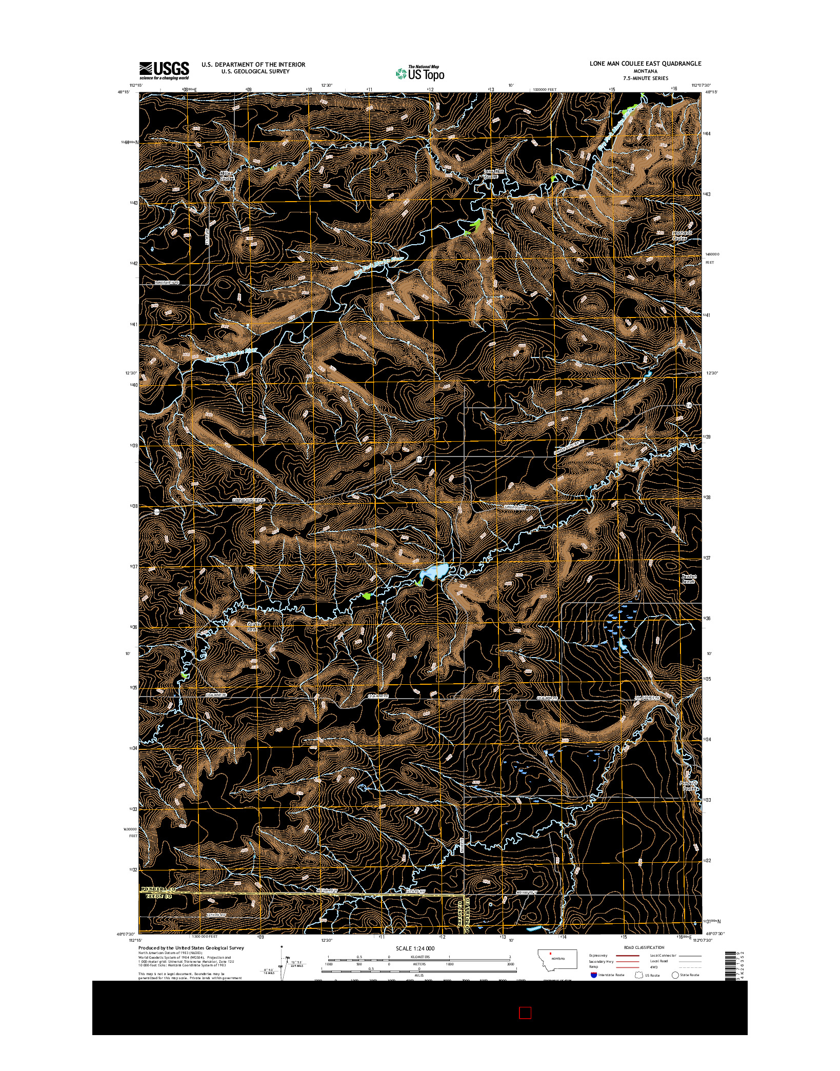 USGS US TOPO 7.5-MINUTE MAP FOR LONE MAN COULEE EAST, MT 2017