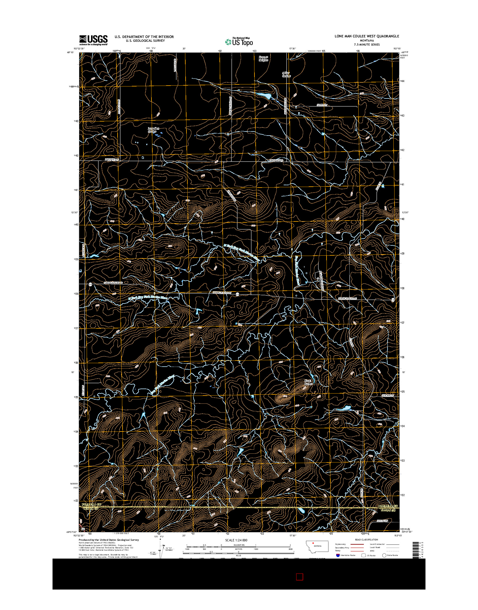 USGS US TOPO 7.5-MINUTE MAP FOR LONE MAN COULEE WEST, MT 2017