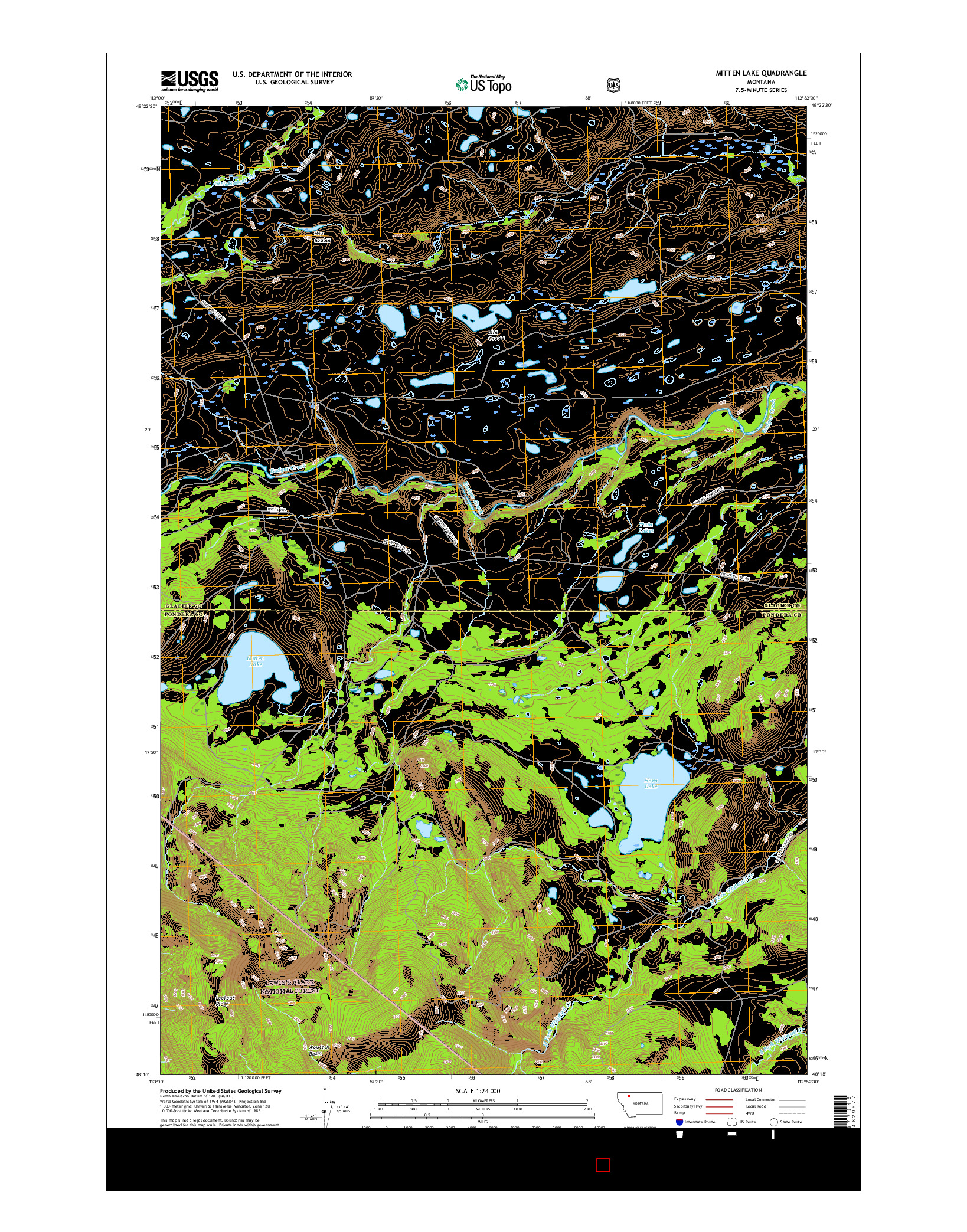 USGS US TOPO 7.5-MINUTE MAP FOR MITTEN LAKE, MT 2017