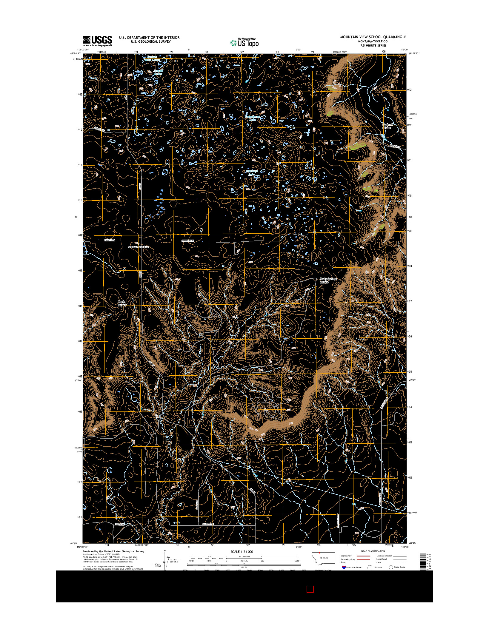 USGS US TOPO 7.5-MINUTE MAP FOR MOUNTAIN VIEW SCHOOL, MT 2017