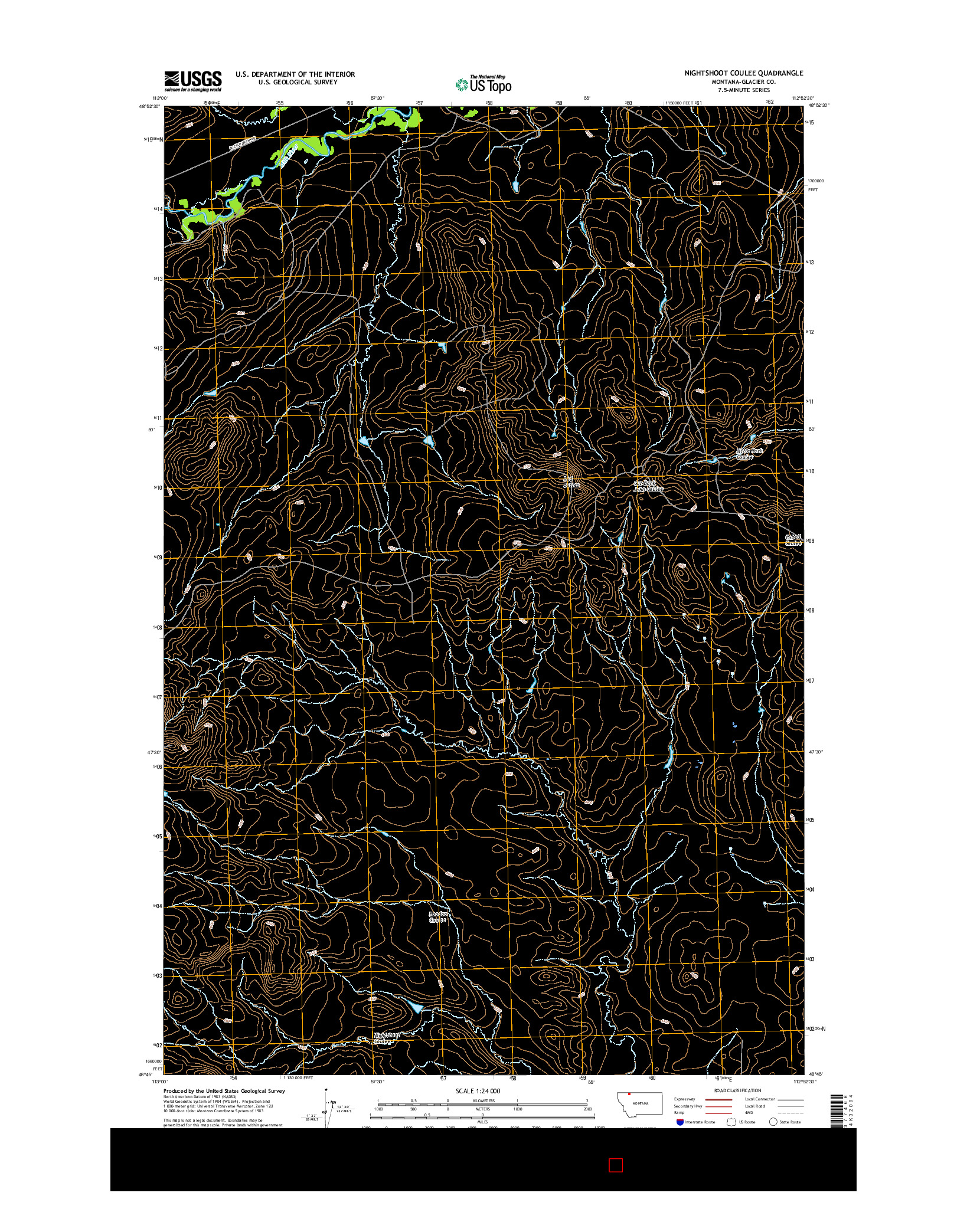 USGS US TOPO 7.5-MINUTE MAP FOR NIGHTSHOOT COULEE, MT 2017