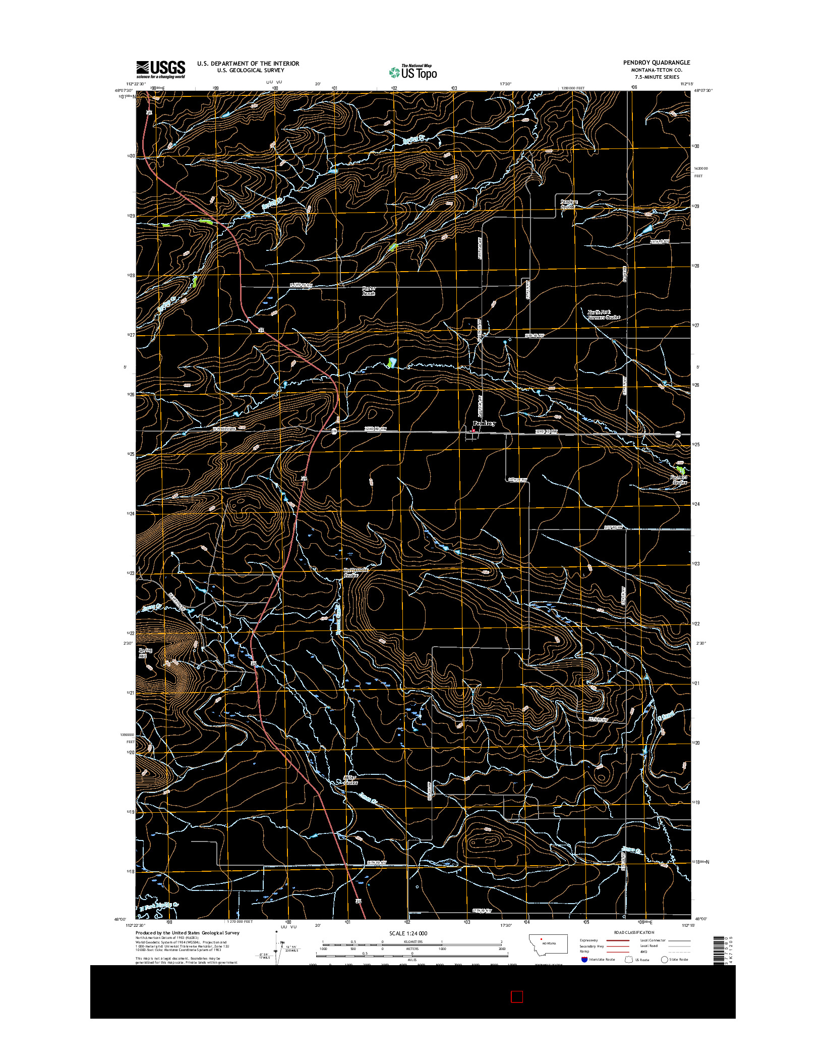 USGS US TOPO 7.5-MINUTE MAP FOR PENDROY, MT 2017