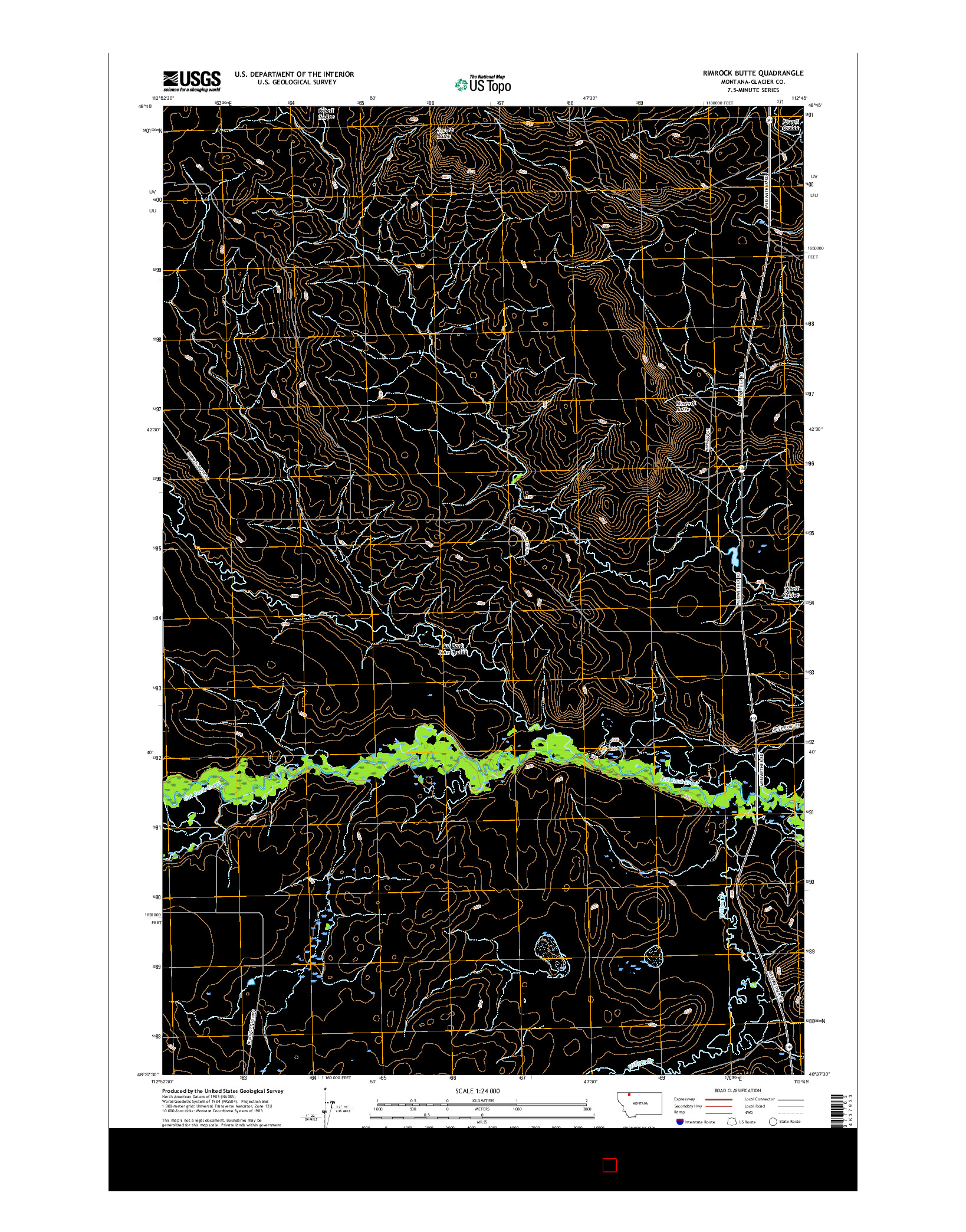 USGS US TOPO 7.5-MINUTE MAP FOR RIMROCK BUTTE, MT 2017