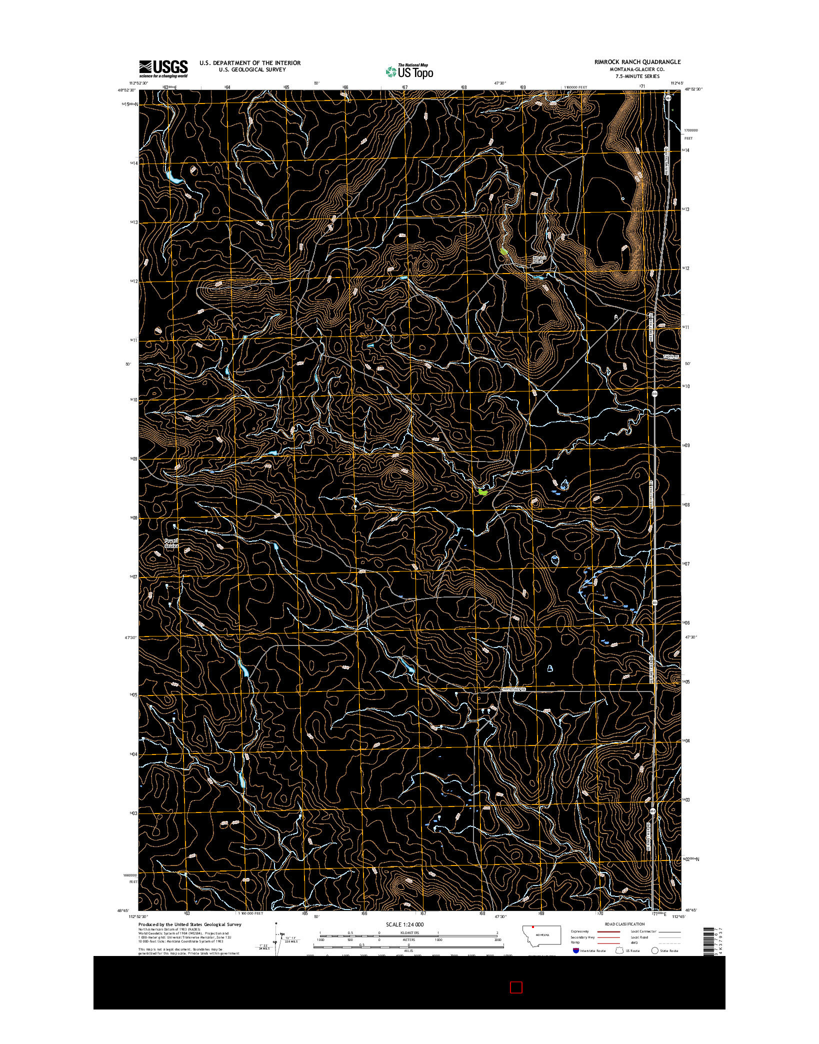 USGS US TOPO 7.5-MINUTE MAP FOR RIMROCK RANCH, MT 2017