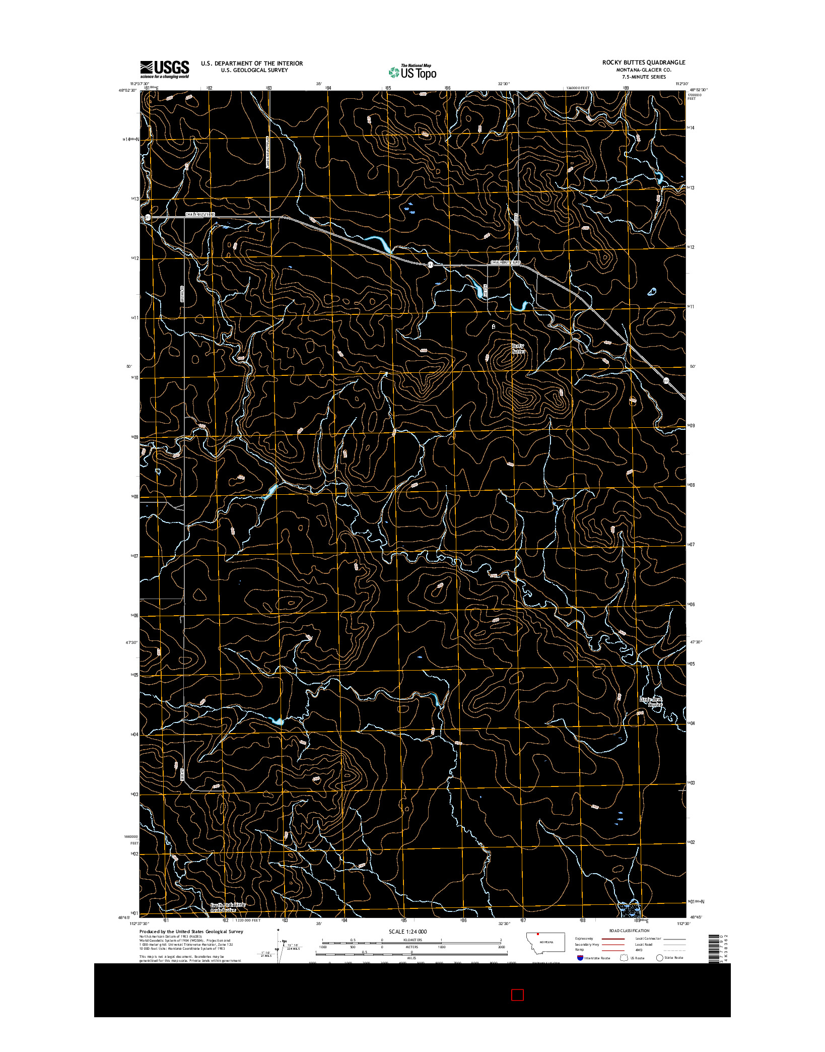 USGS US TOPO 7.5-MINUTE MAP FOR ROCKY BUTTES, MT 2017