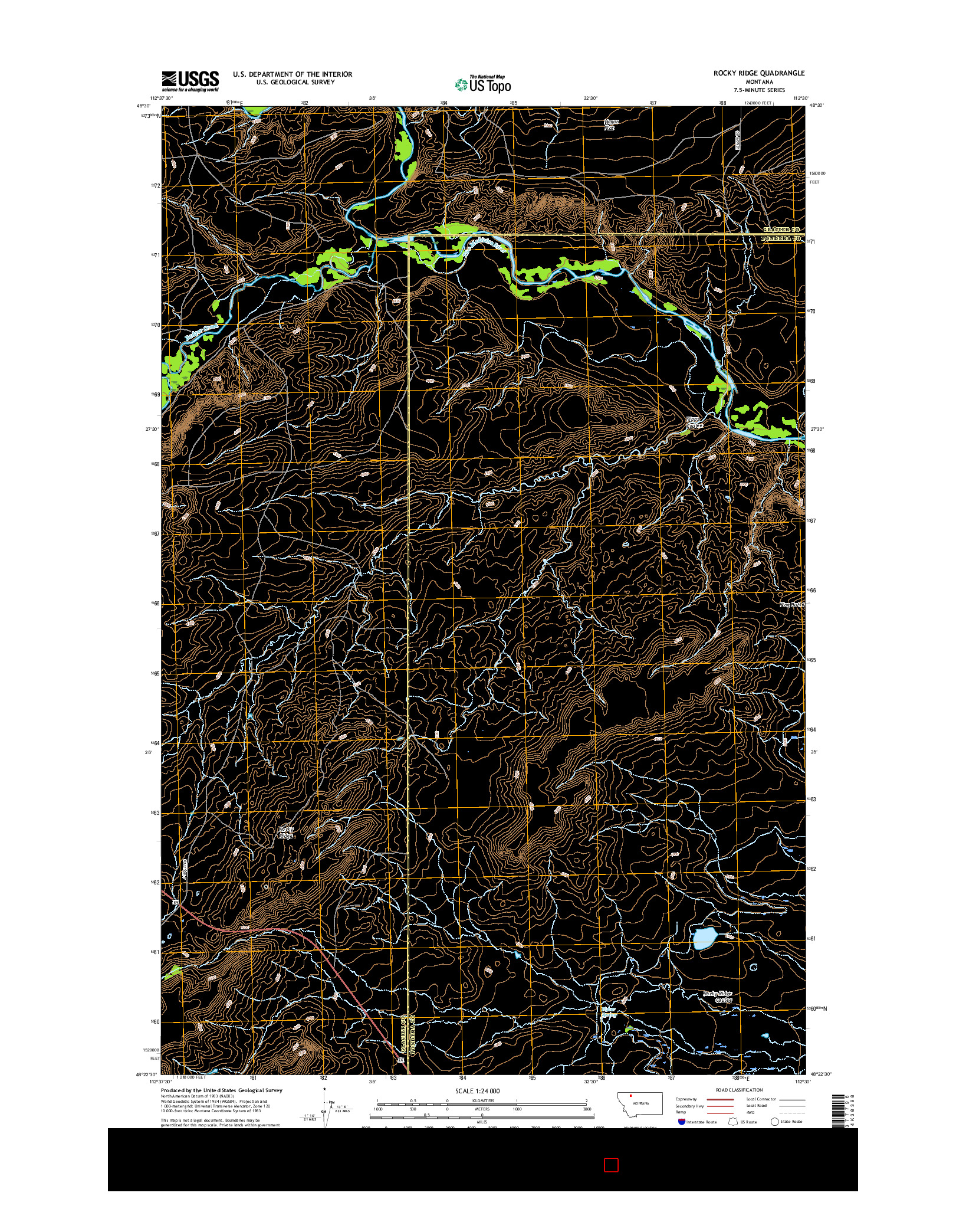 USGS US TOPO 7.5-MINUTE MAP FOR ROCKY RIDGE, MT 2017