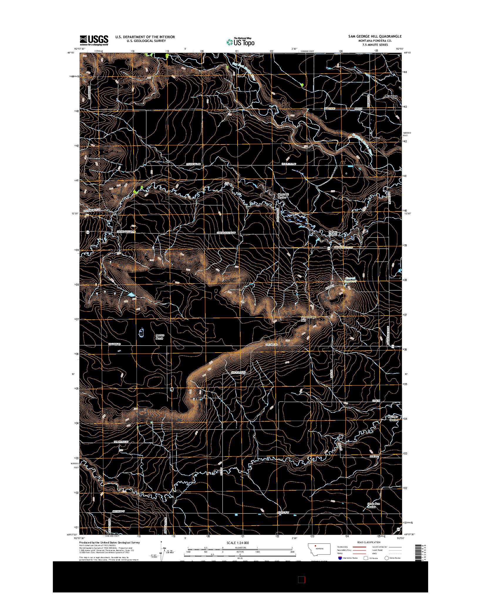 USGS US TOPO 7.5-MINUTE MAP FOR SAM GEORGE HILL, MT 2017