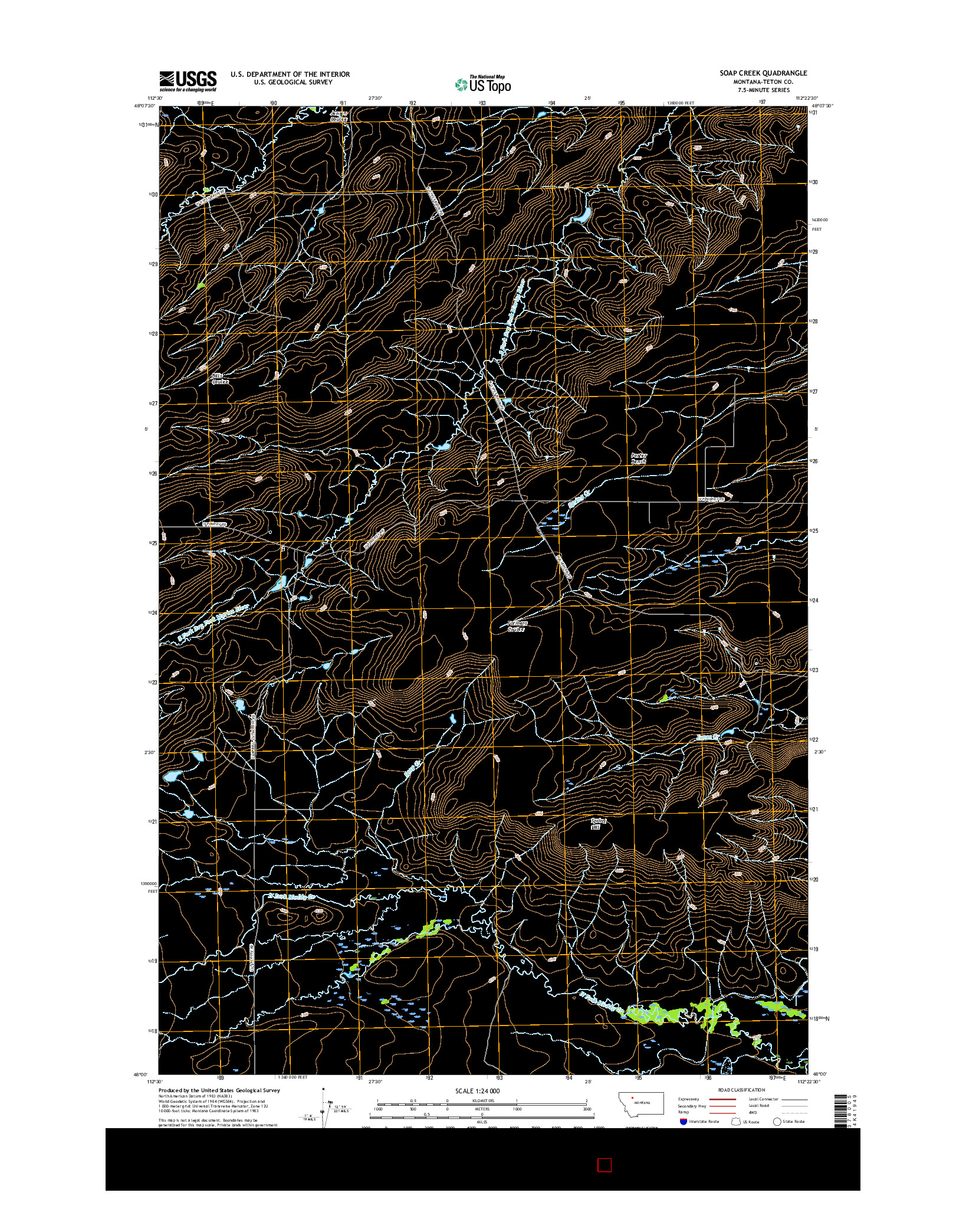 USGS US TOPO 7.5-MINUTE MAP FOR SOAP CREEK, MT 2017