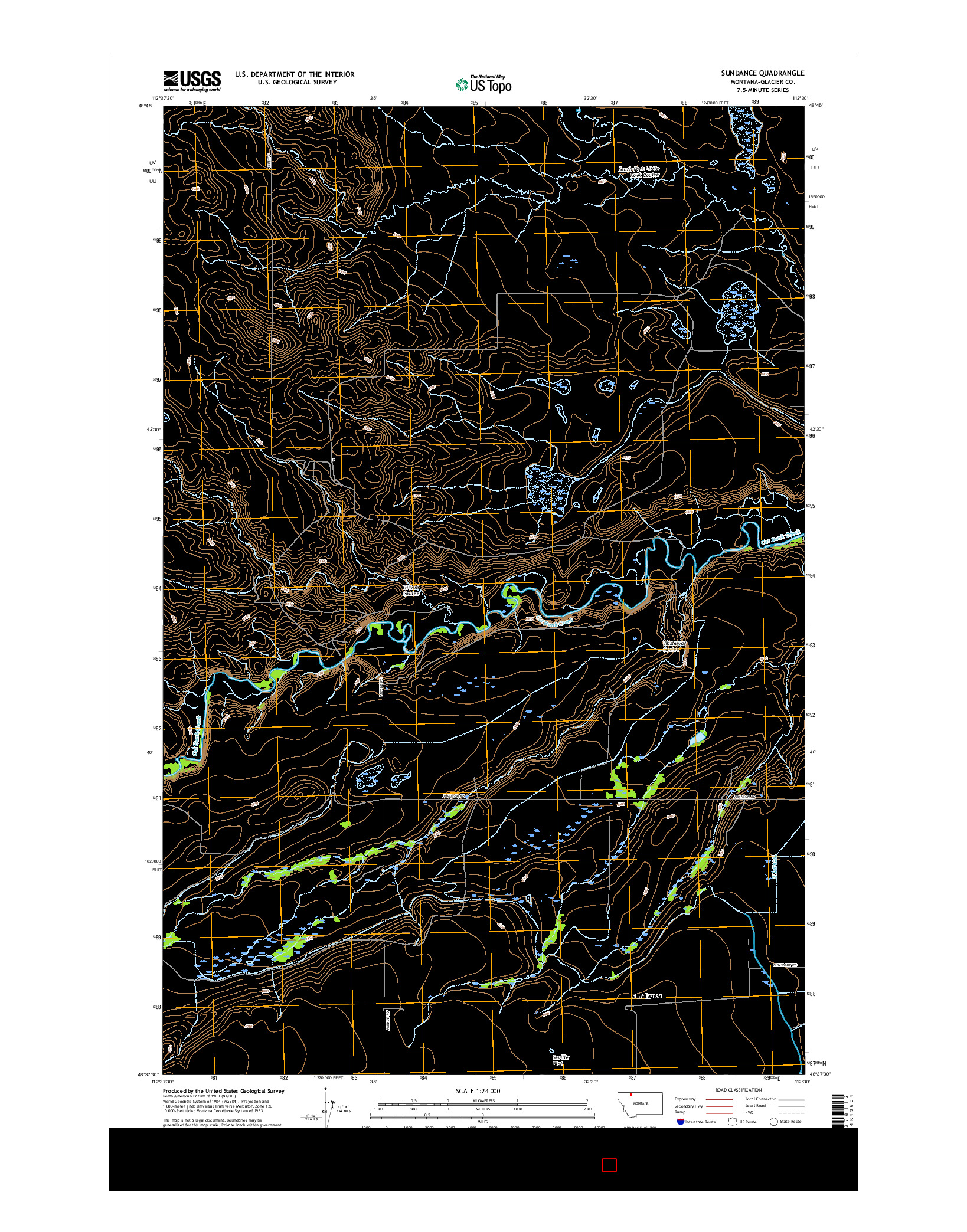 USGS US TOPO 7.5-MINUTE MAP FOR SUNDANCE, MT 2017