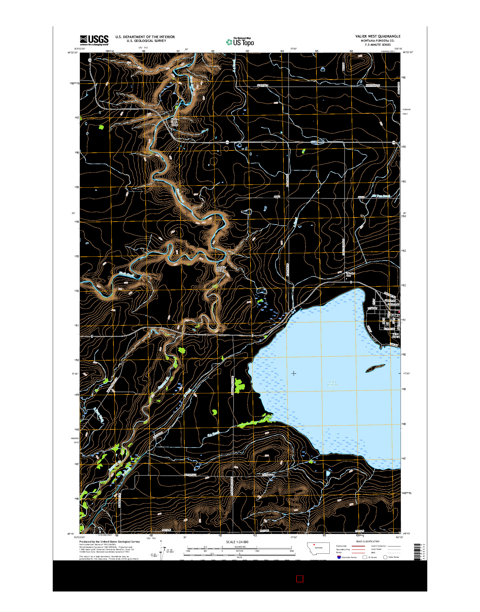 USGS US TOPO 7.5-MINUTE MAP FOR VALIER WEST, MT 2017