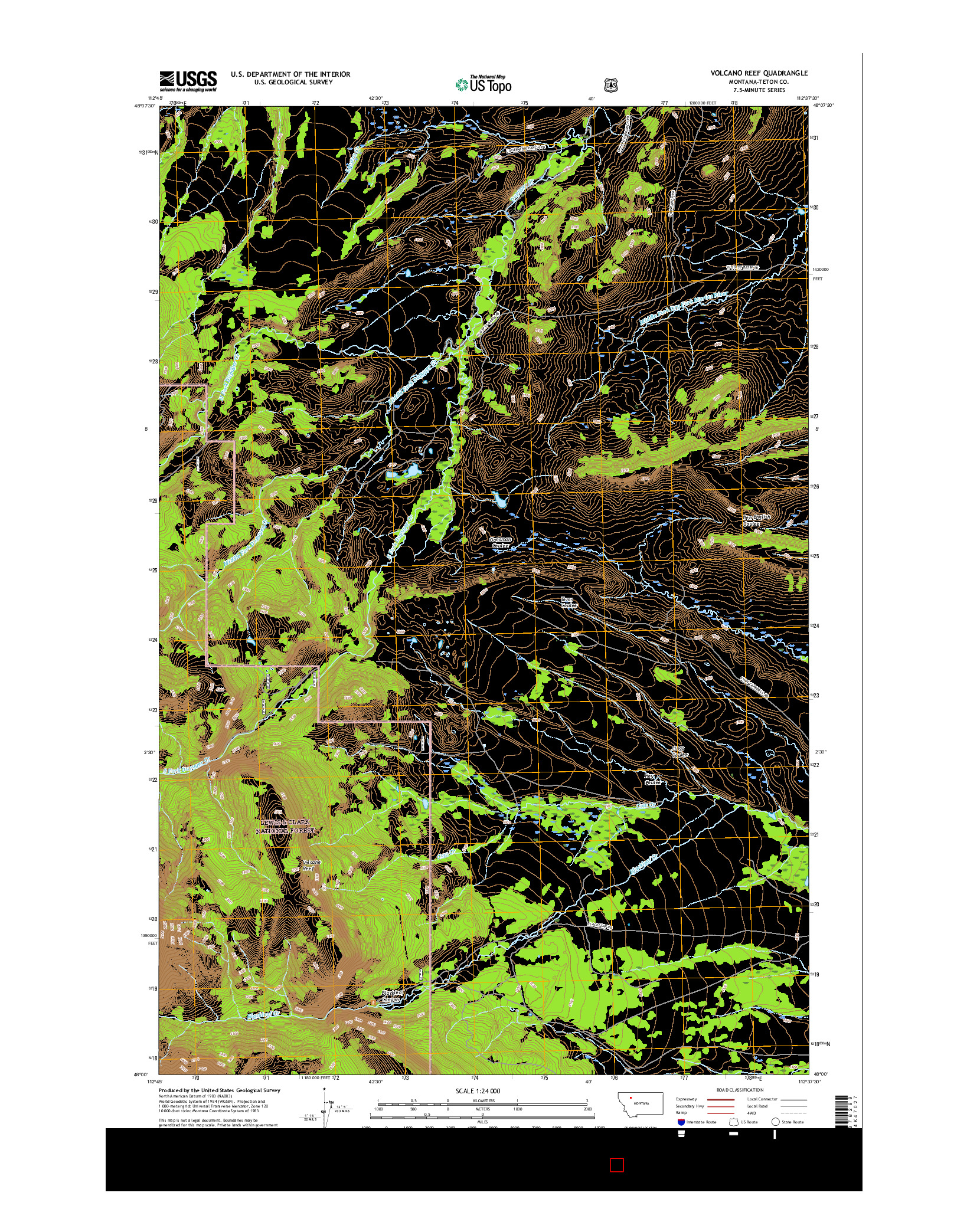 USGS US TOPO 7.5-MINUTE MAP FOR VOLCANO REEF, MT 2017